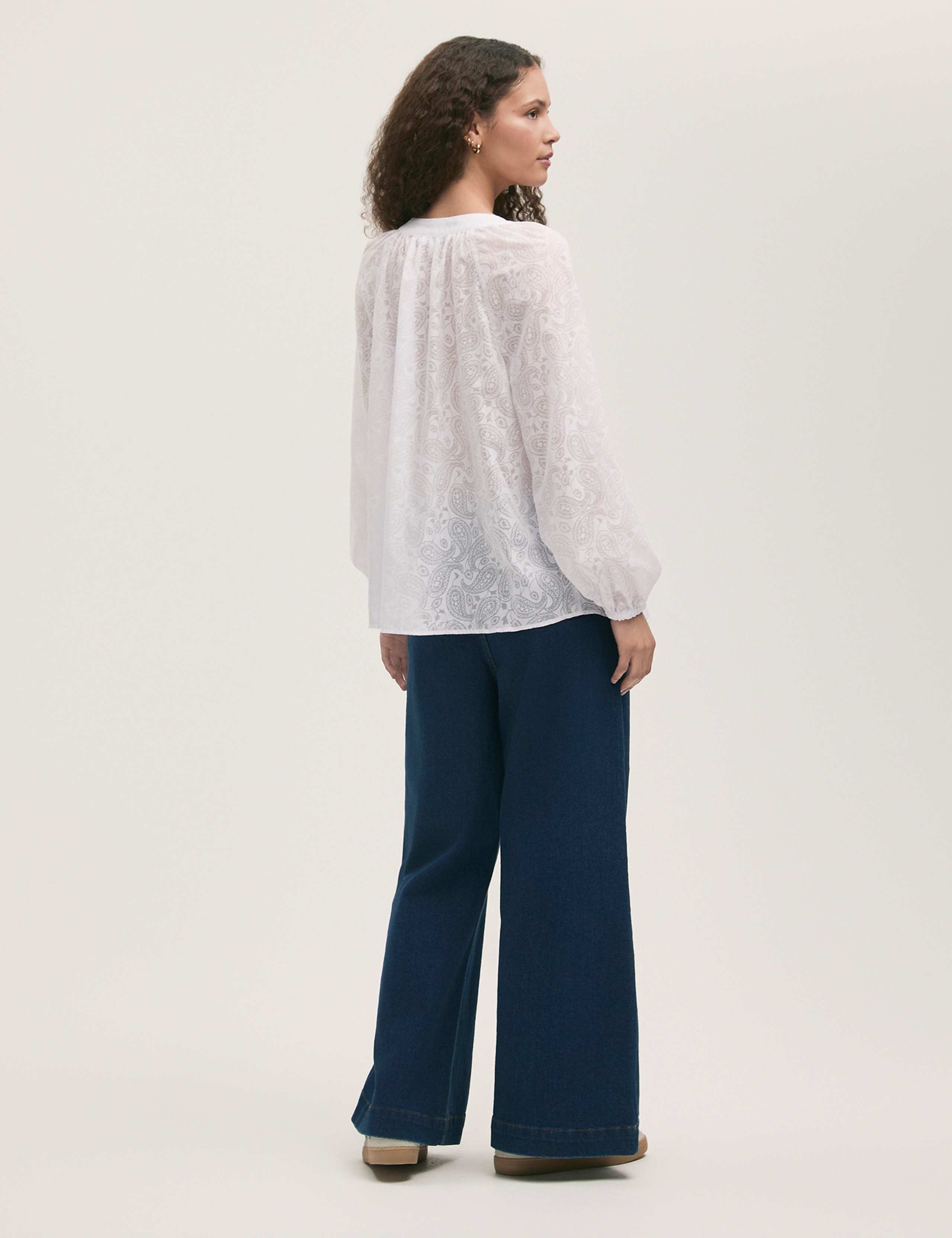 Cotton Rich Chiffon Paisley Shirred Blouse 3 of 4