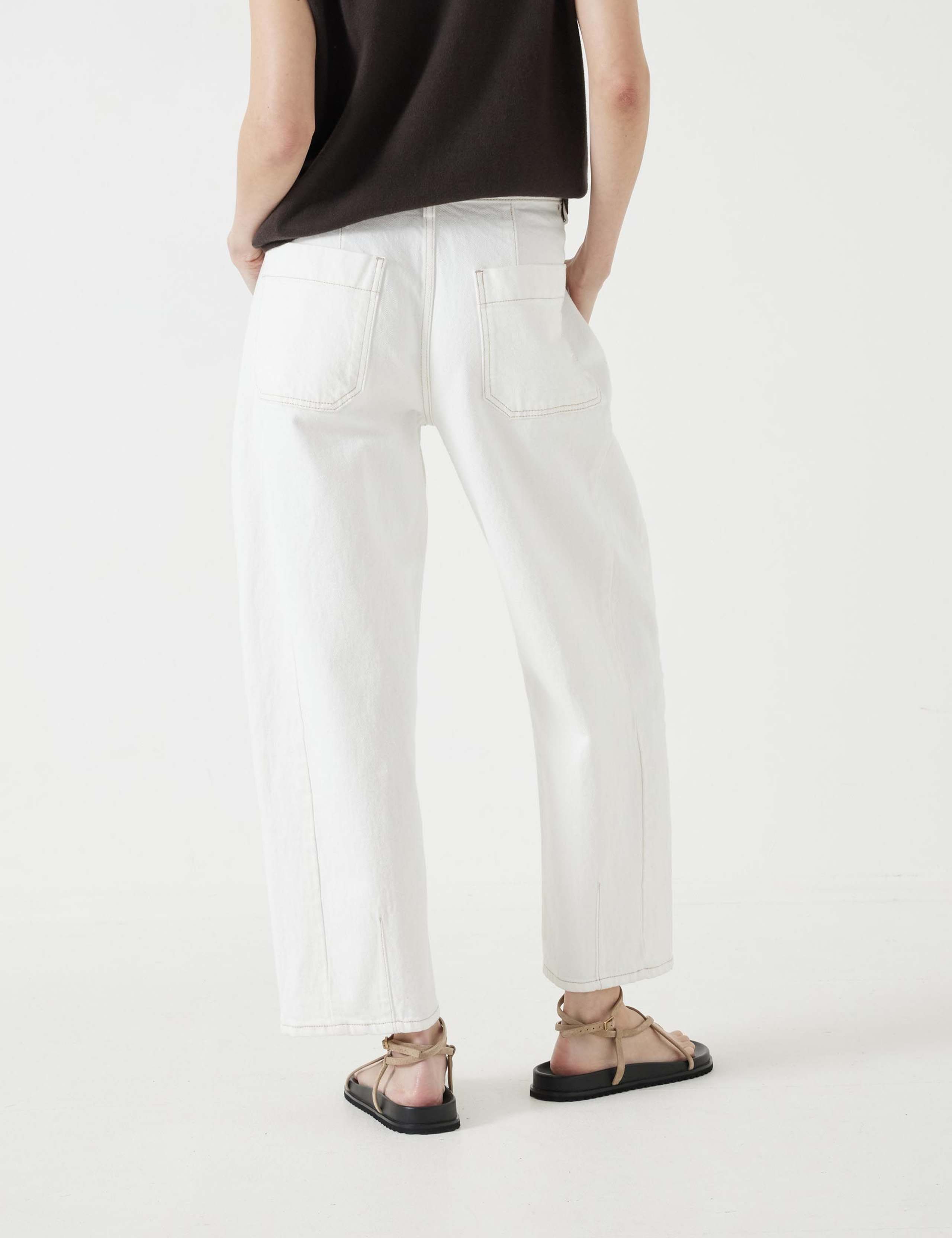 High Waisted Barrel Leg Ankle Grazer Jeans 4 of 5