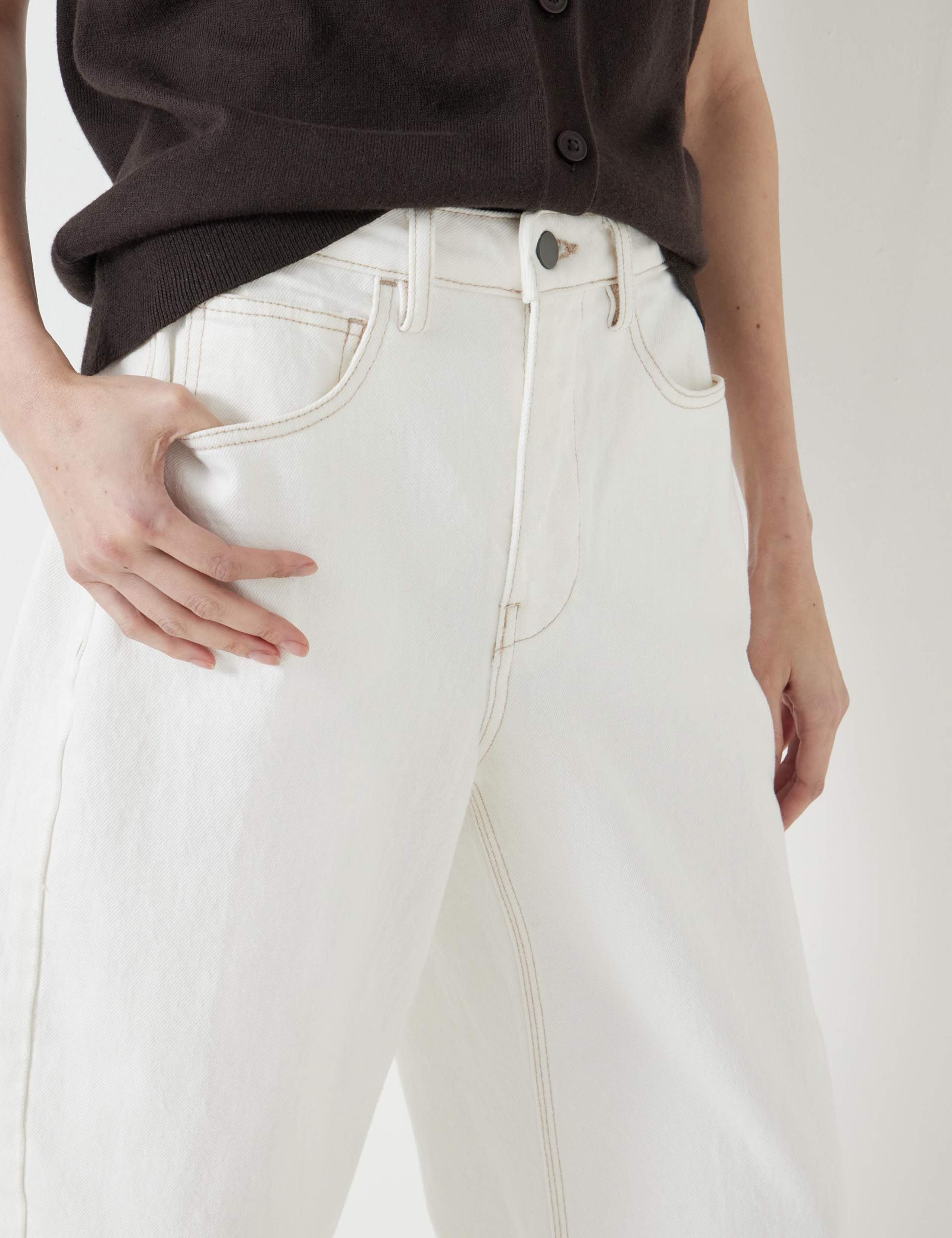 High Waisted Barrel Leg Ankle Grazer Jeans 5 of 5