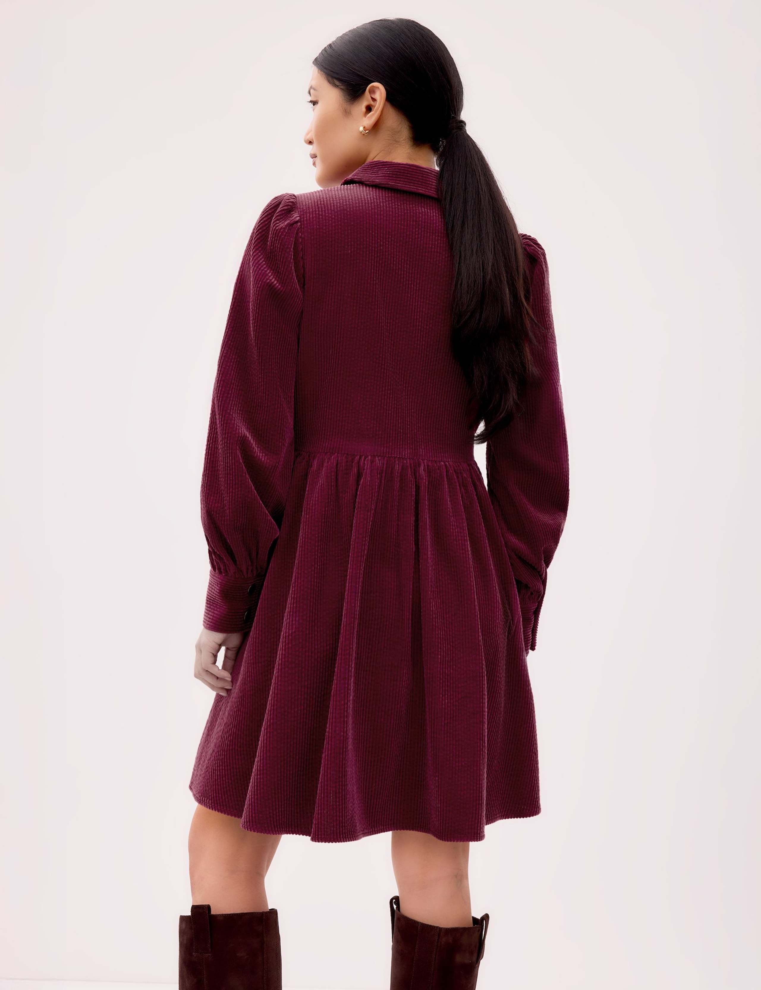 Pure Cotton Cord Zip Up Mini Swing Dress 2 of 3