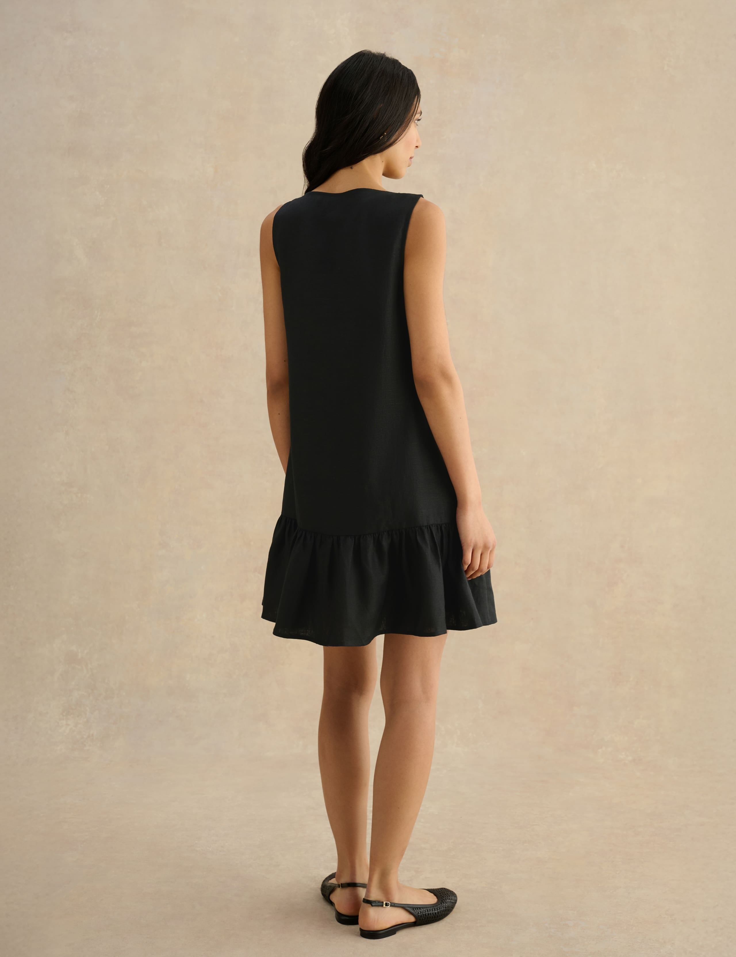 Pure Linen Button Front Mini Shift Dress 4 of 7