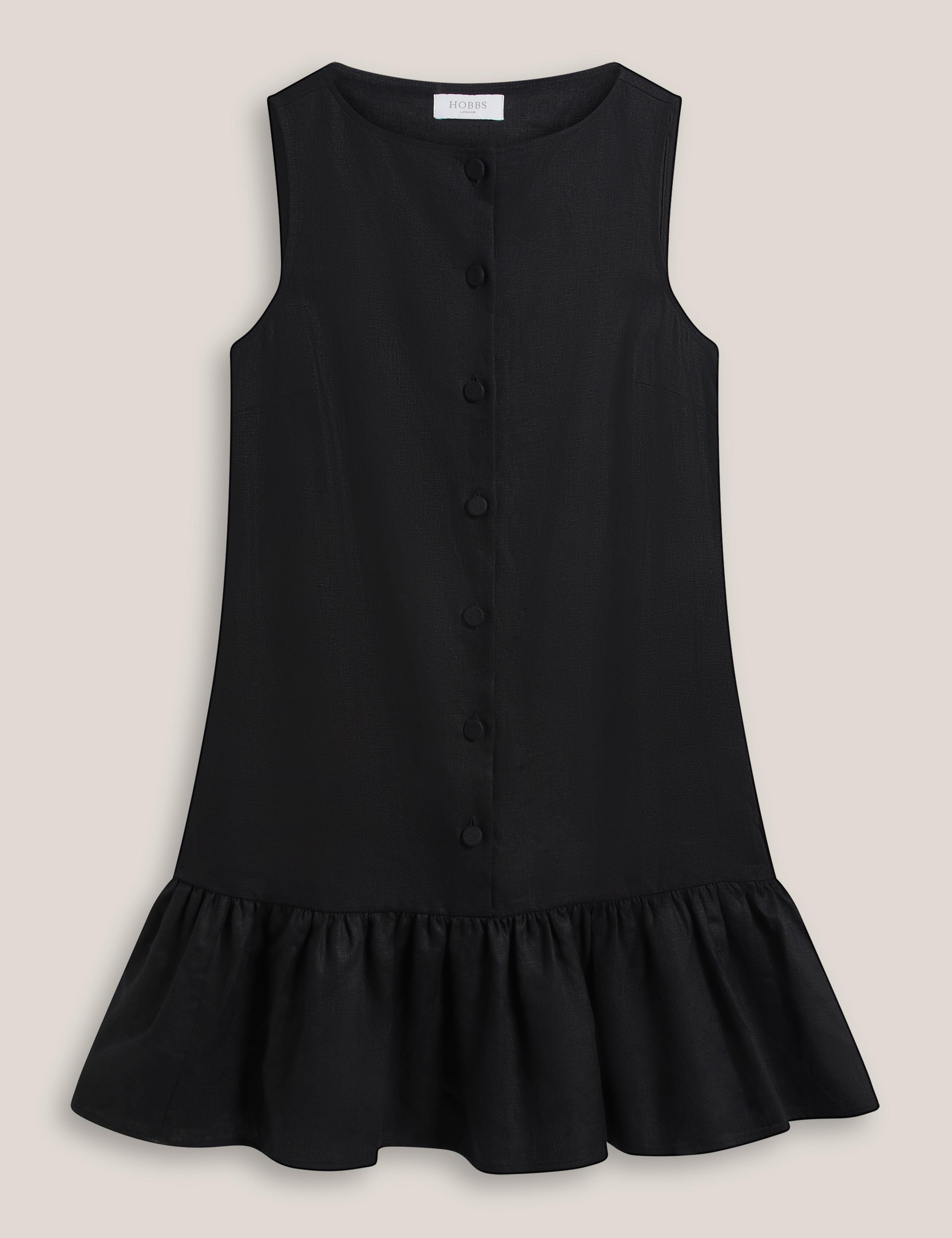 Pure Linen Button Front Mini Shift Dress 2 of 7