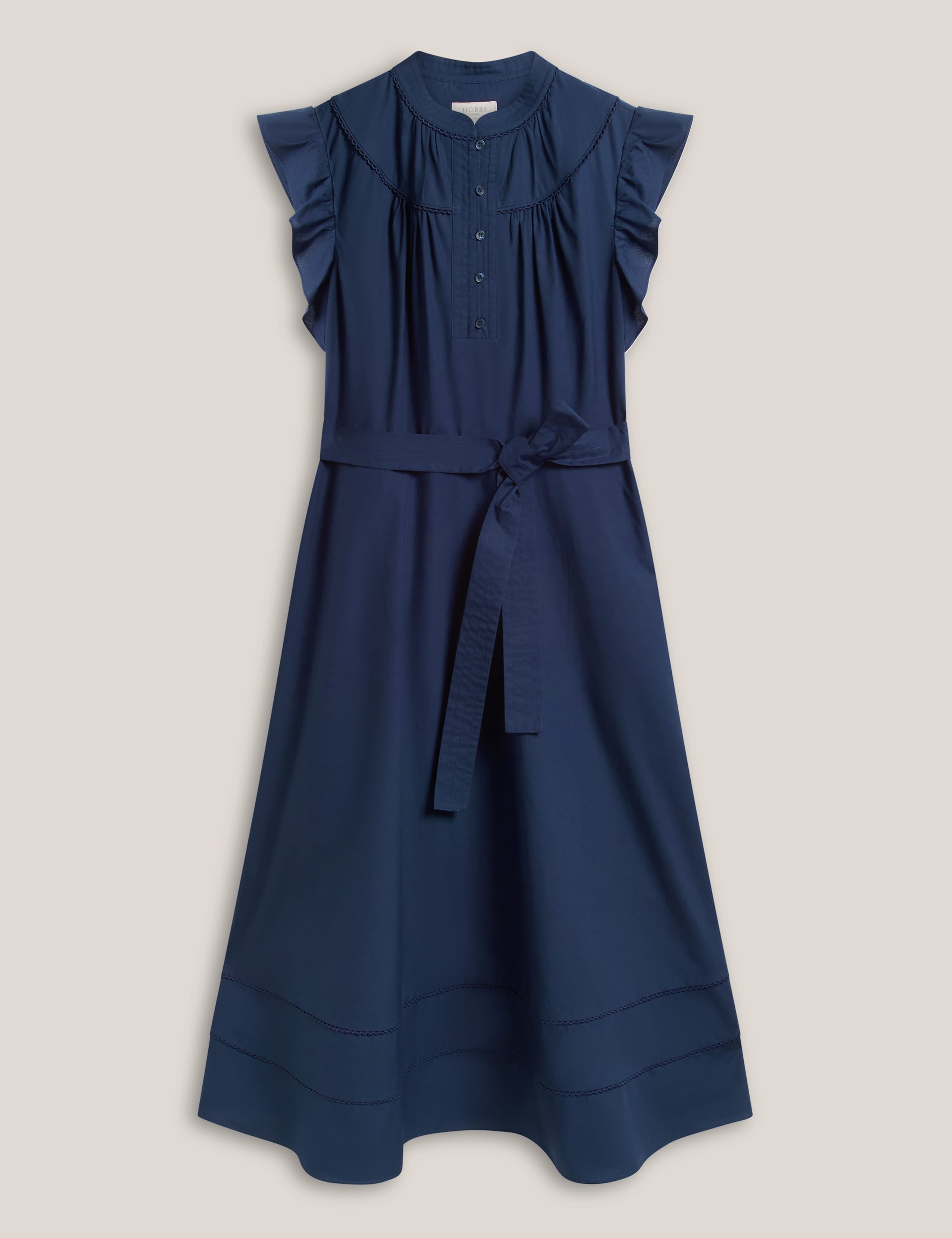Pure Cotton High Neck Midi Waisted Dress 2 of 5