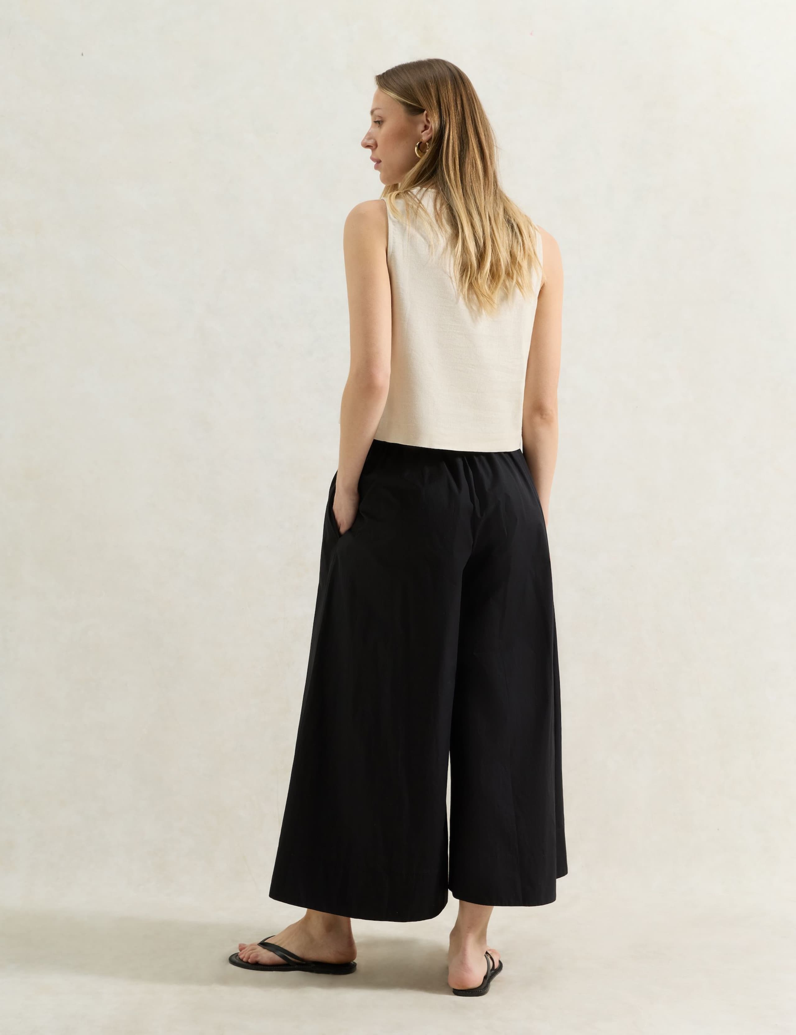Pure Cotton Poplin Wide Leg Culottes 2 of 3