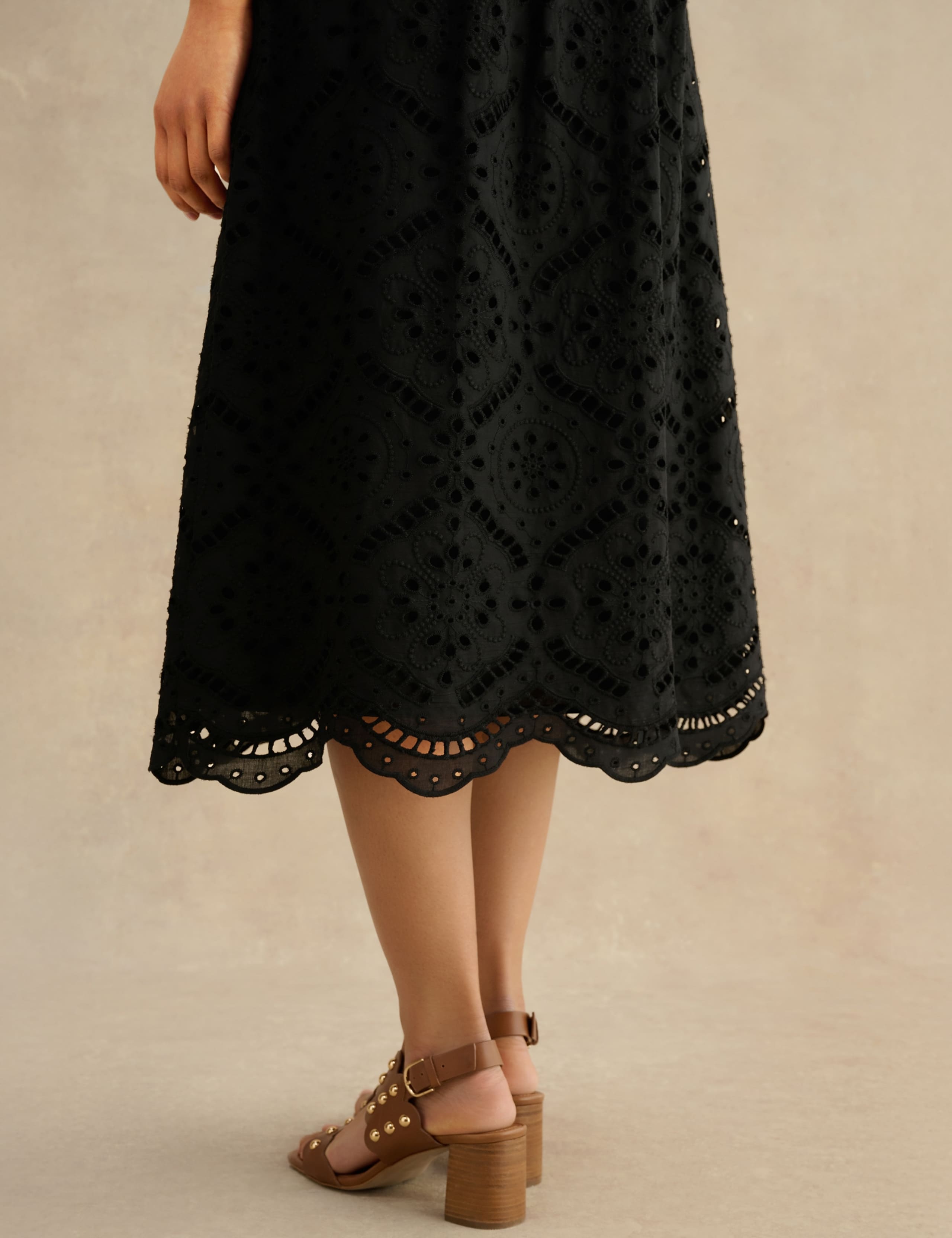 Pure Cotton Broderie Midi Shirt Dress 6 of 7