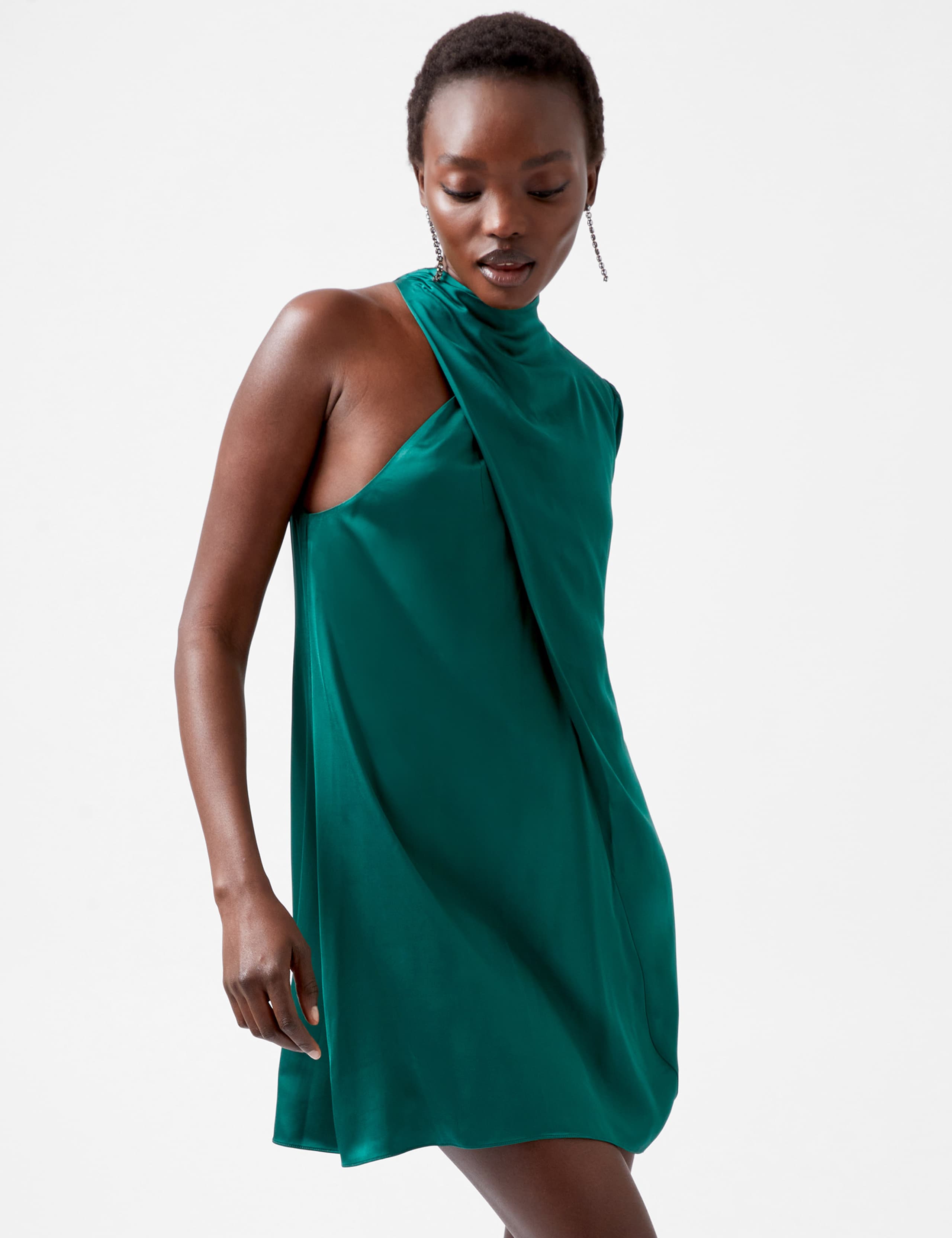 Satin One Shoulder Mini Swing Dress 3 of 3