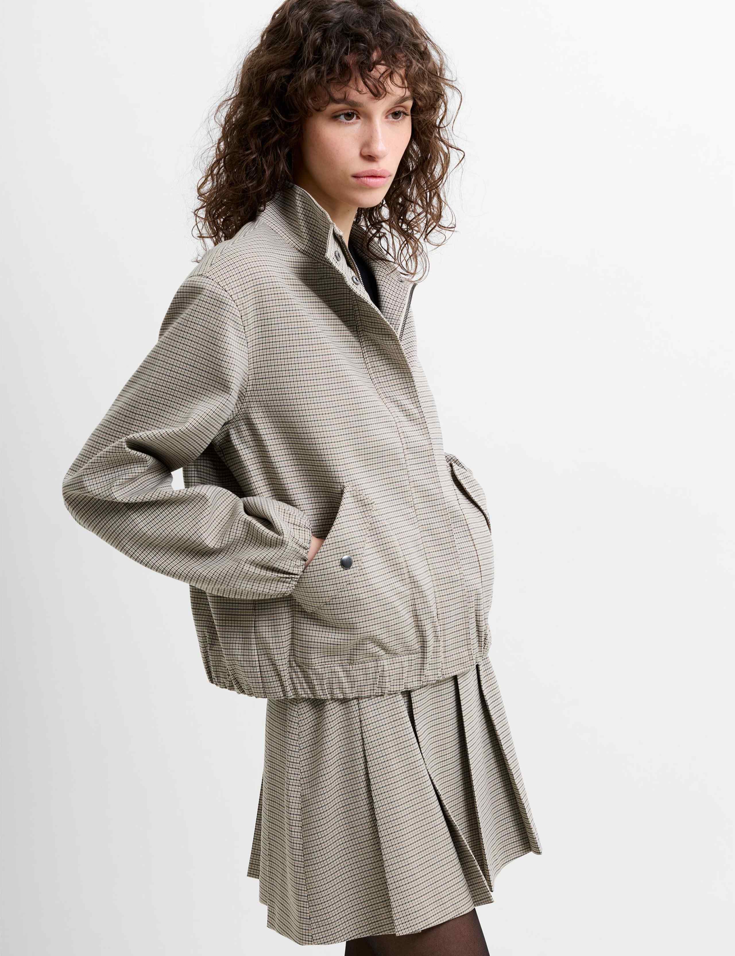 Checked Funnel Neck Bomber Jacket 6 of 6