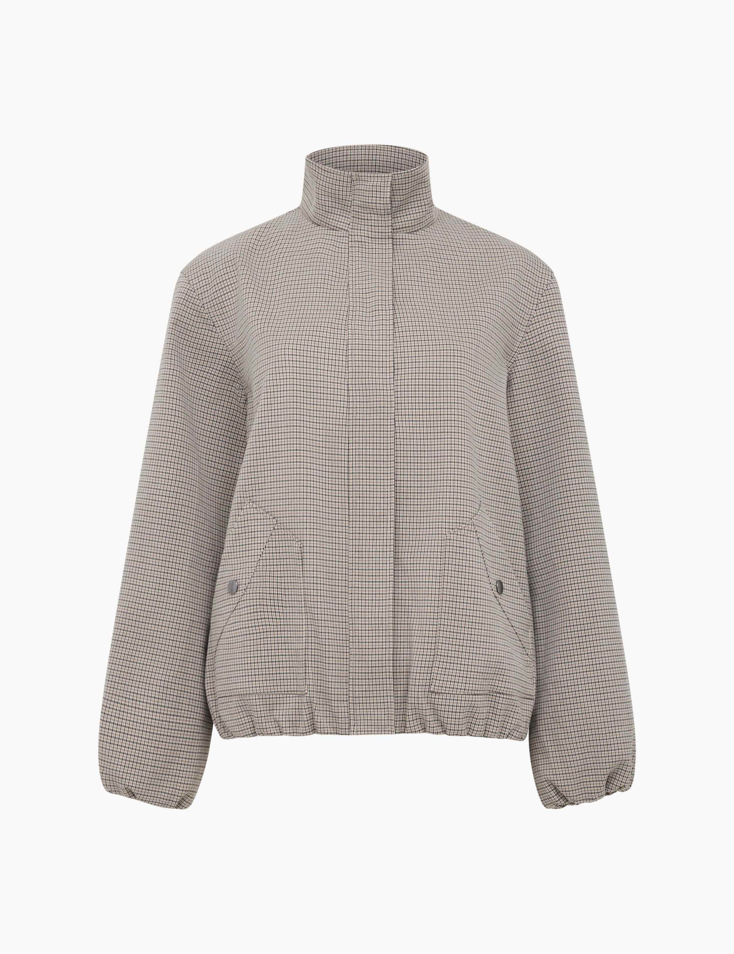 Checked Funnel Neck Bomber Jacket 2 of 6