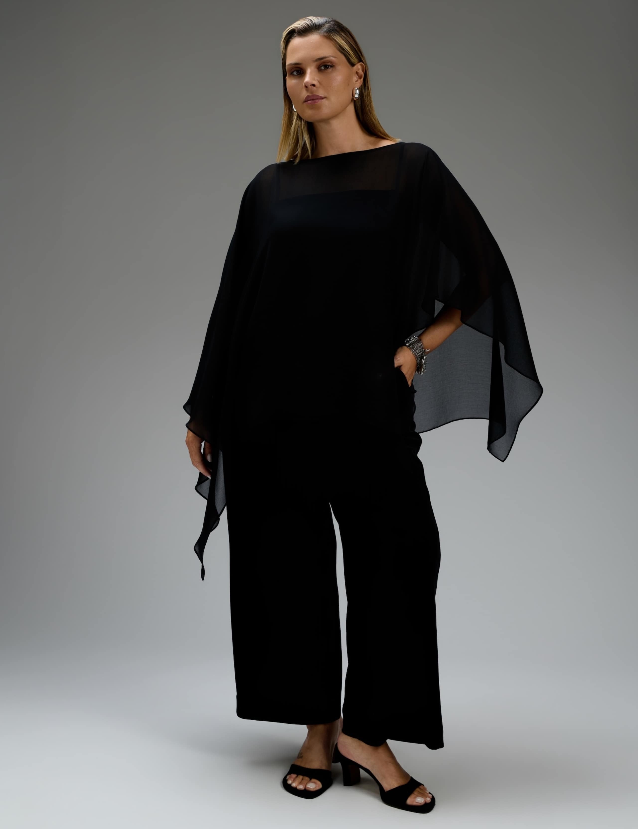 Asymmetric Slash Neck Cape Top 1 of 5