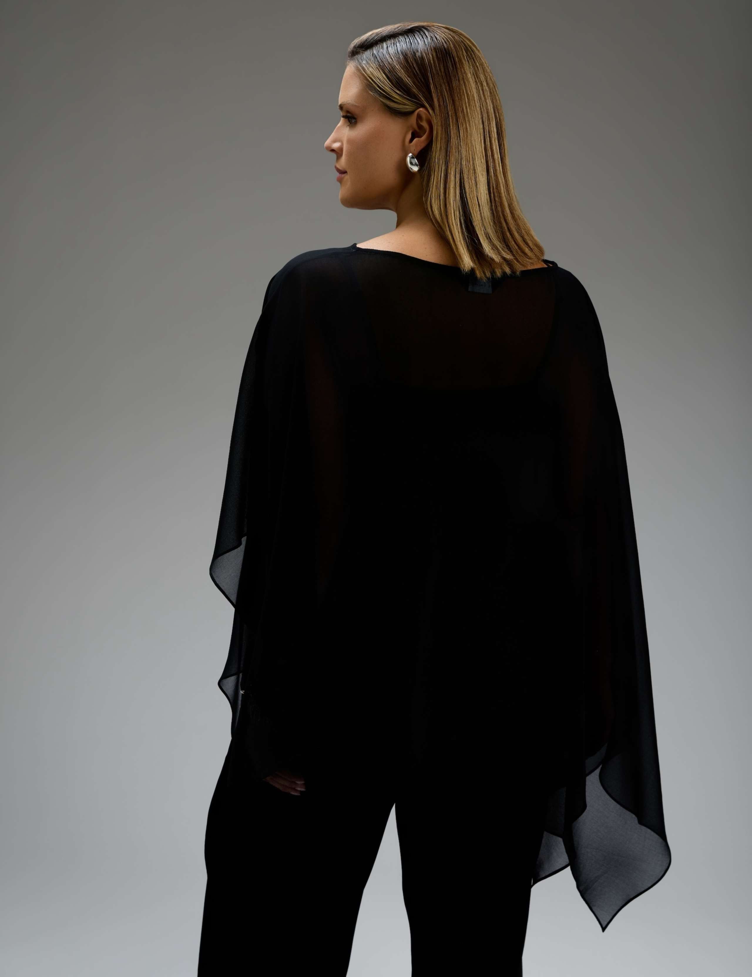 Asymmetric Slash Neck Cape Top 2 of 5
