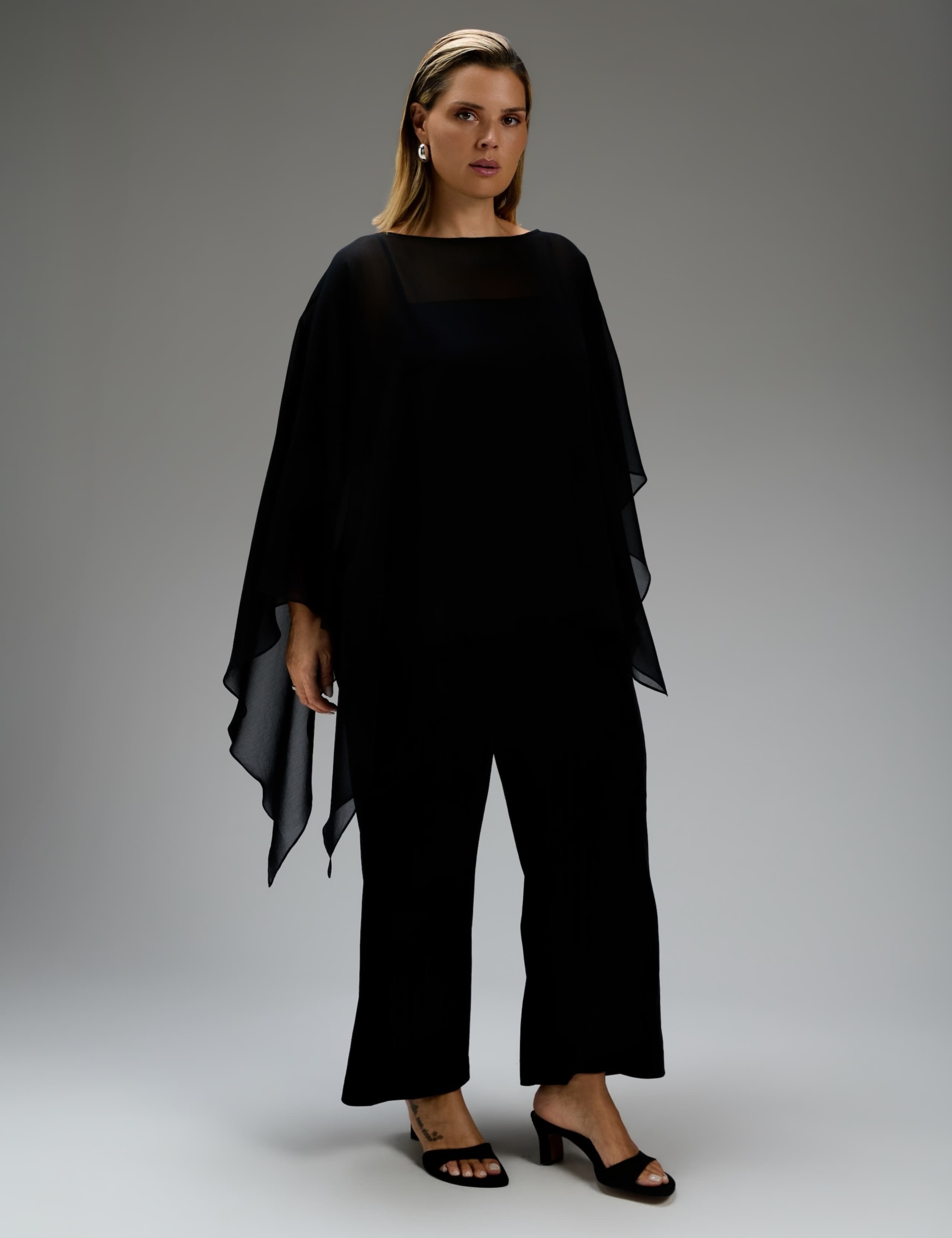 Asymmetric Slash Neck Cape Top 3 of 5