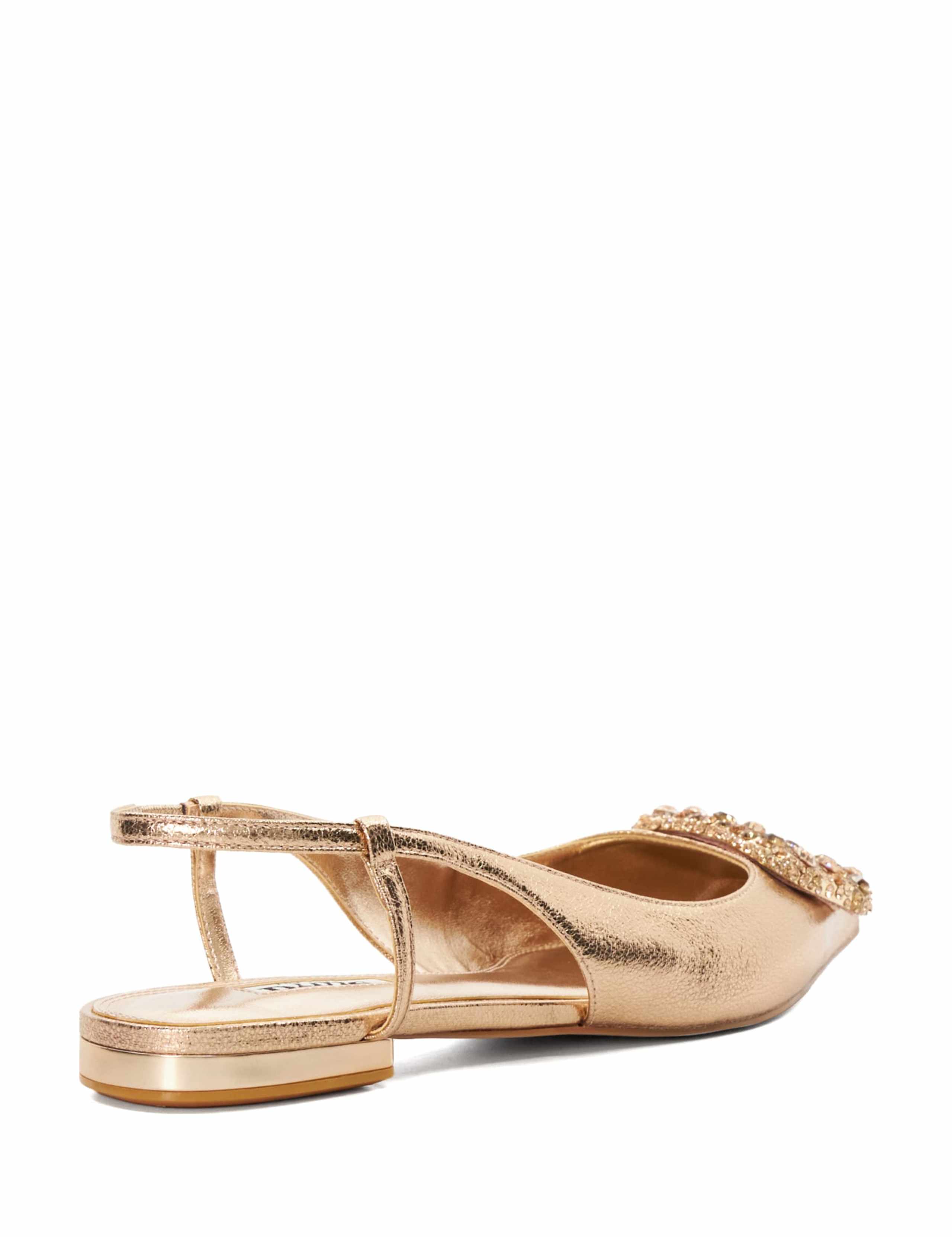 Leather Embellished Flat Slingback Shoes 3 of 5