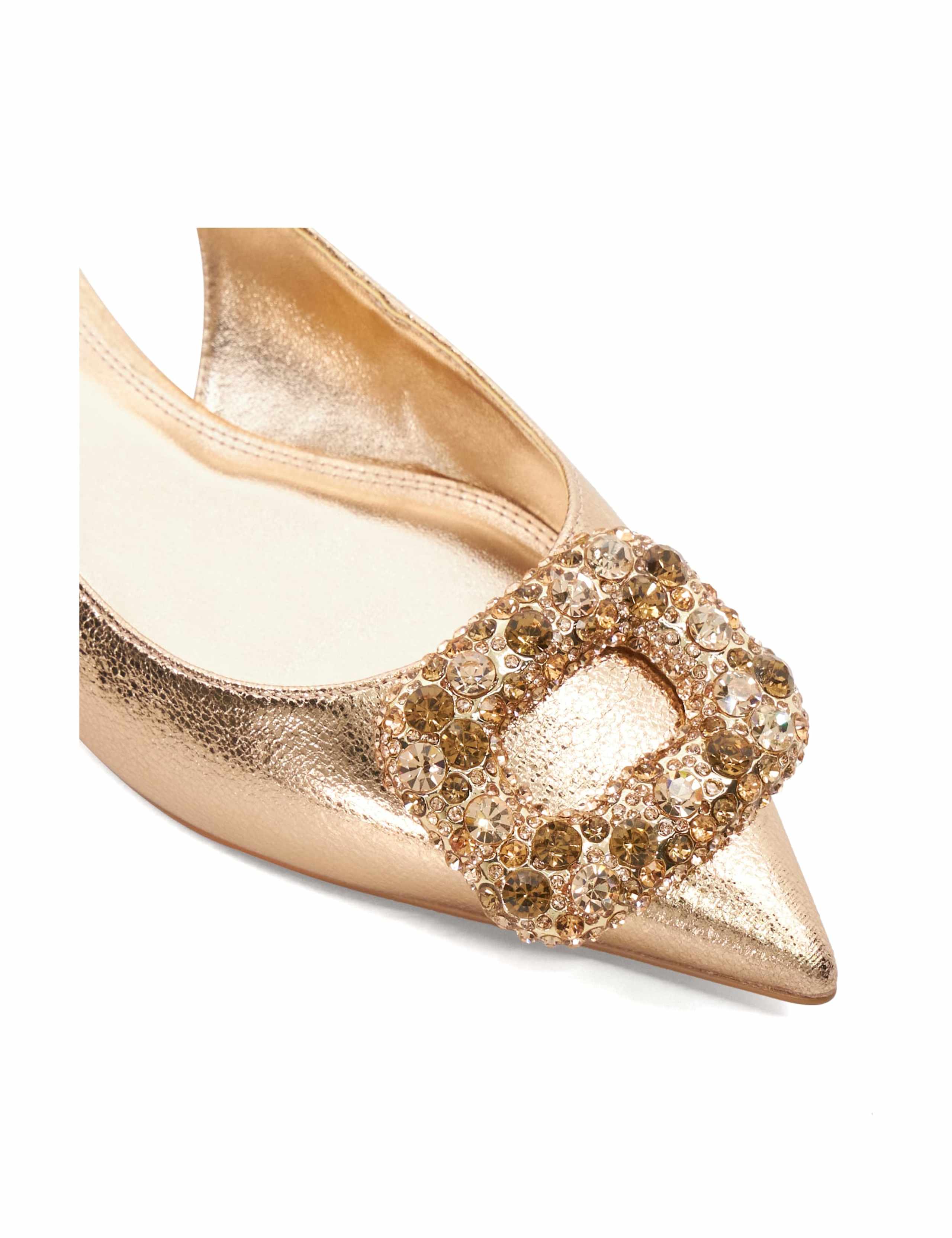 Leather Embellished Flat Slingback Shoes 5 of 5