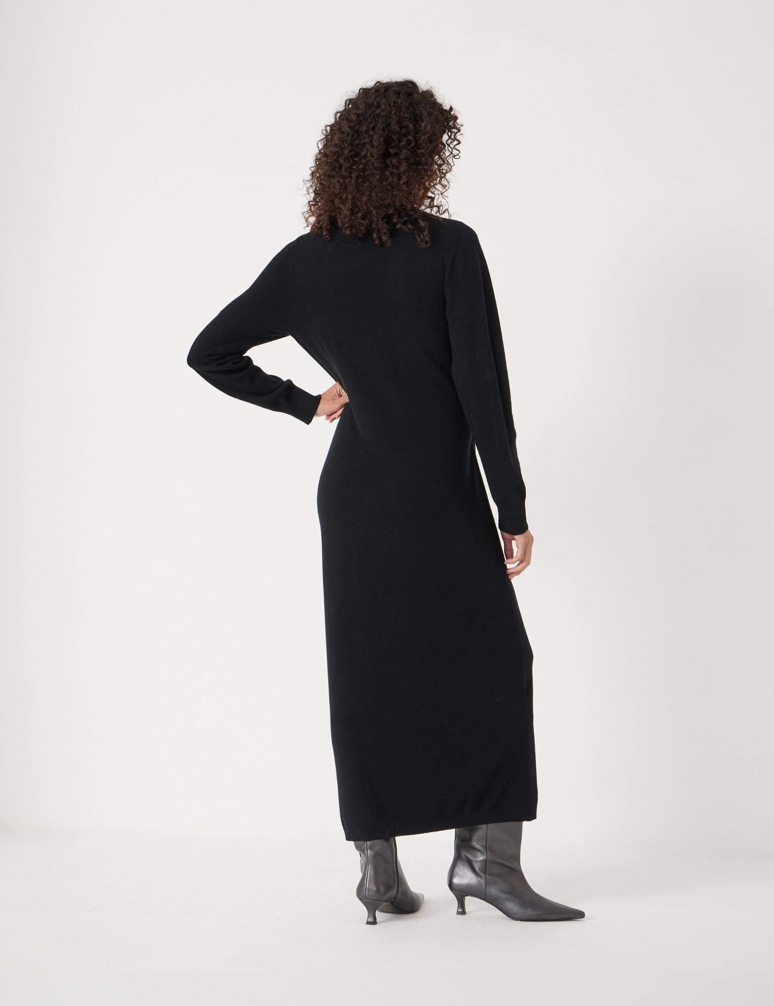 Pure Merino Wool V-Neck Midi Wrap Dress 2 of 3