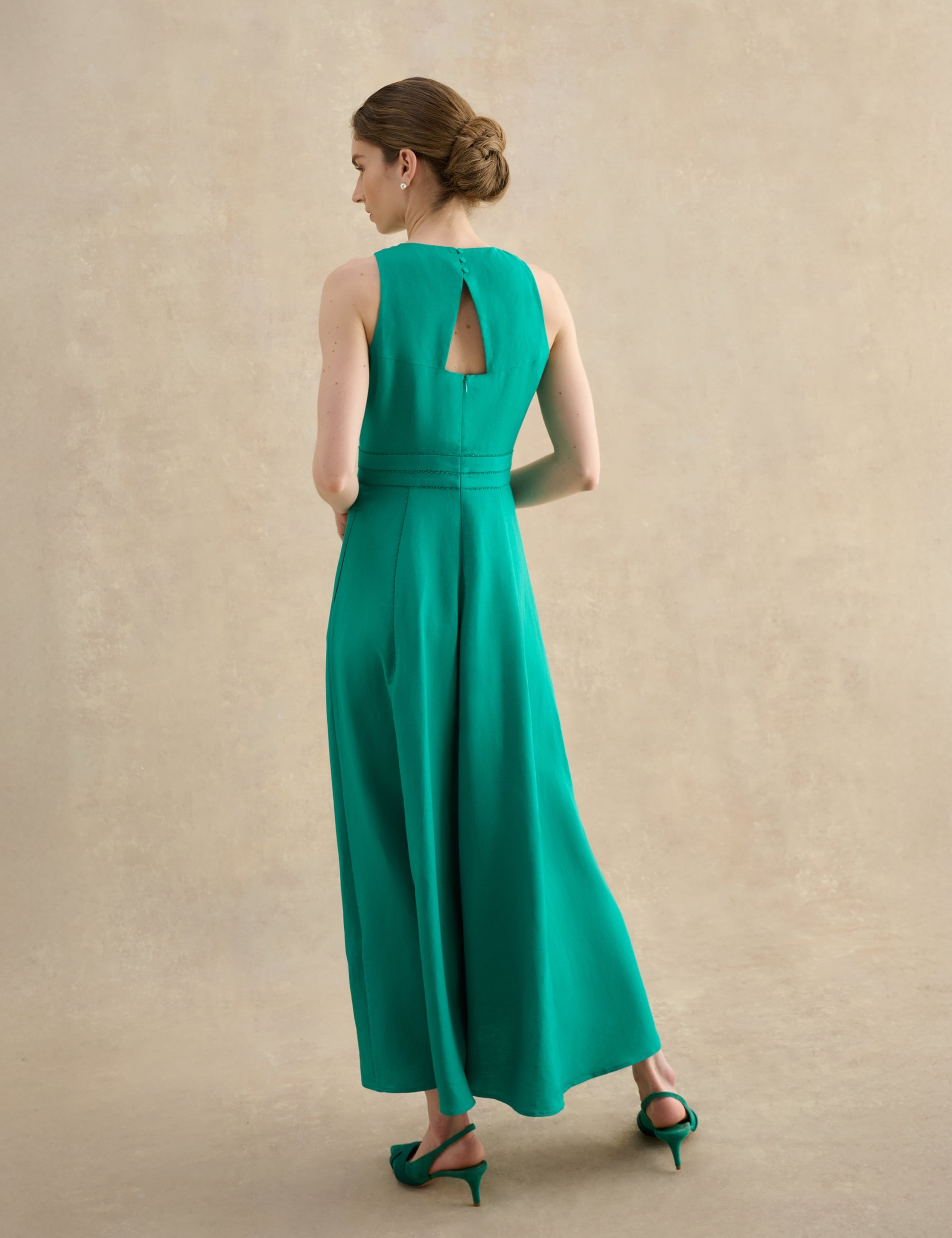 Linen Blend Midaxi Skater Dress 3 of 7