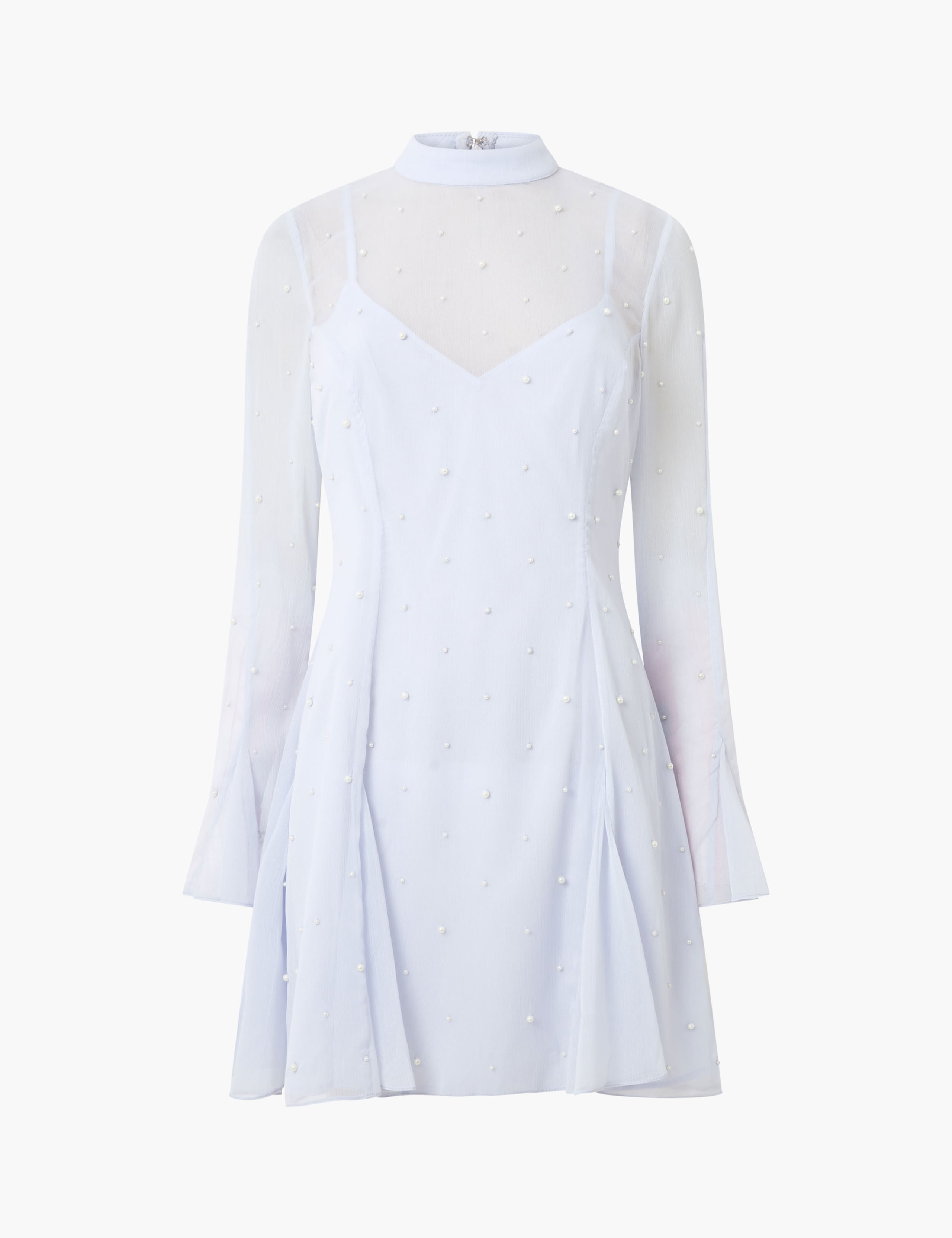 Chiffon Embellished High Neck Mini Dress 2 of 3