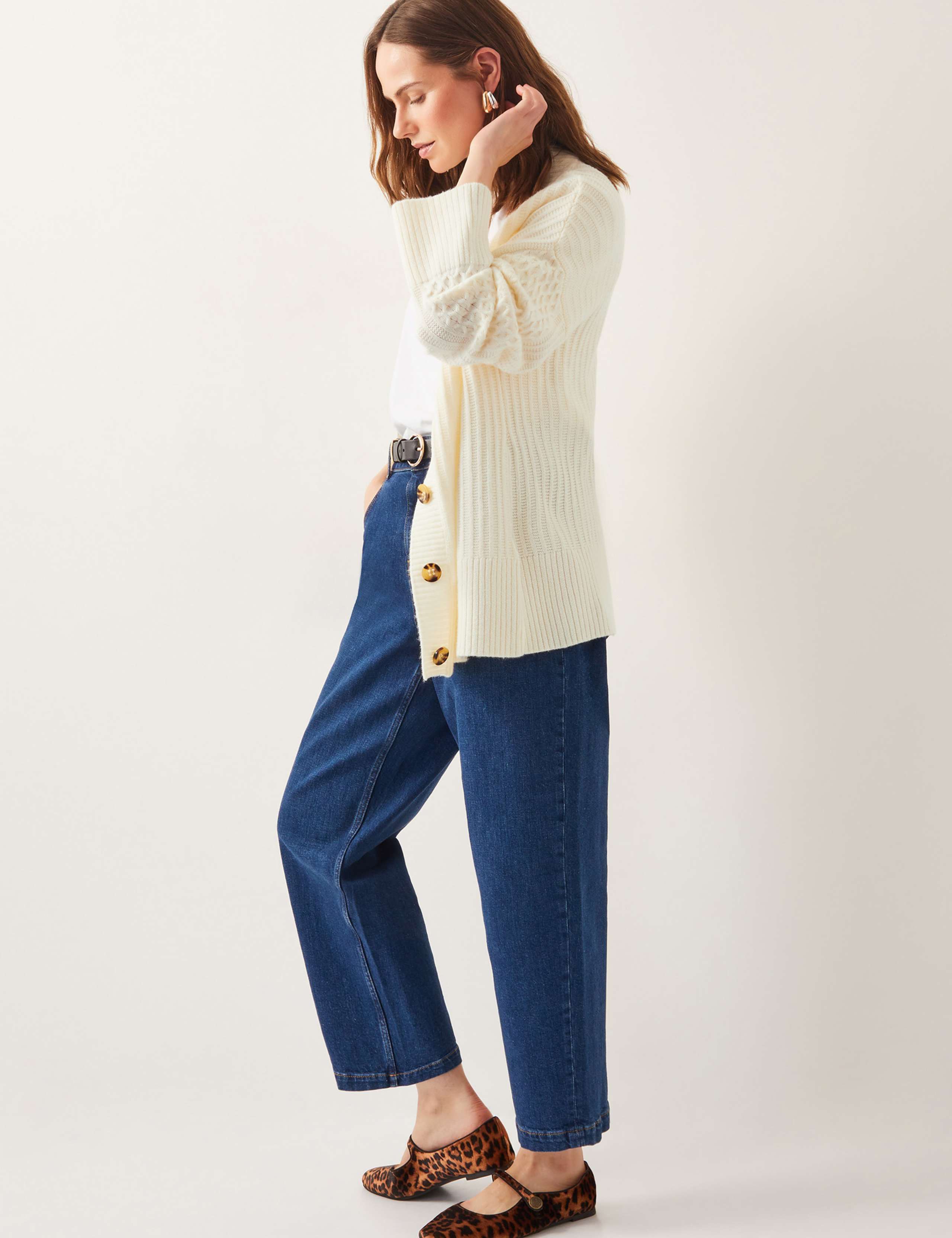 Textured V-Neck Cardigan with Wool 3 of 4
