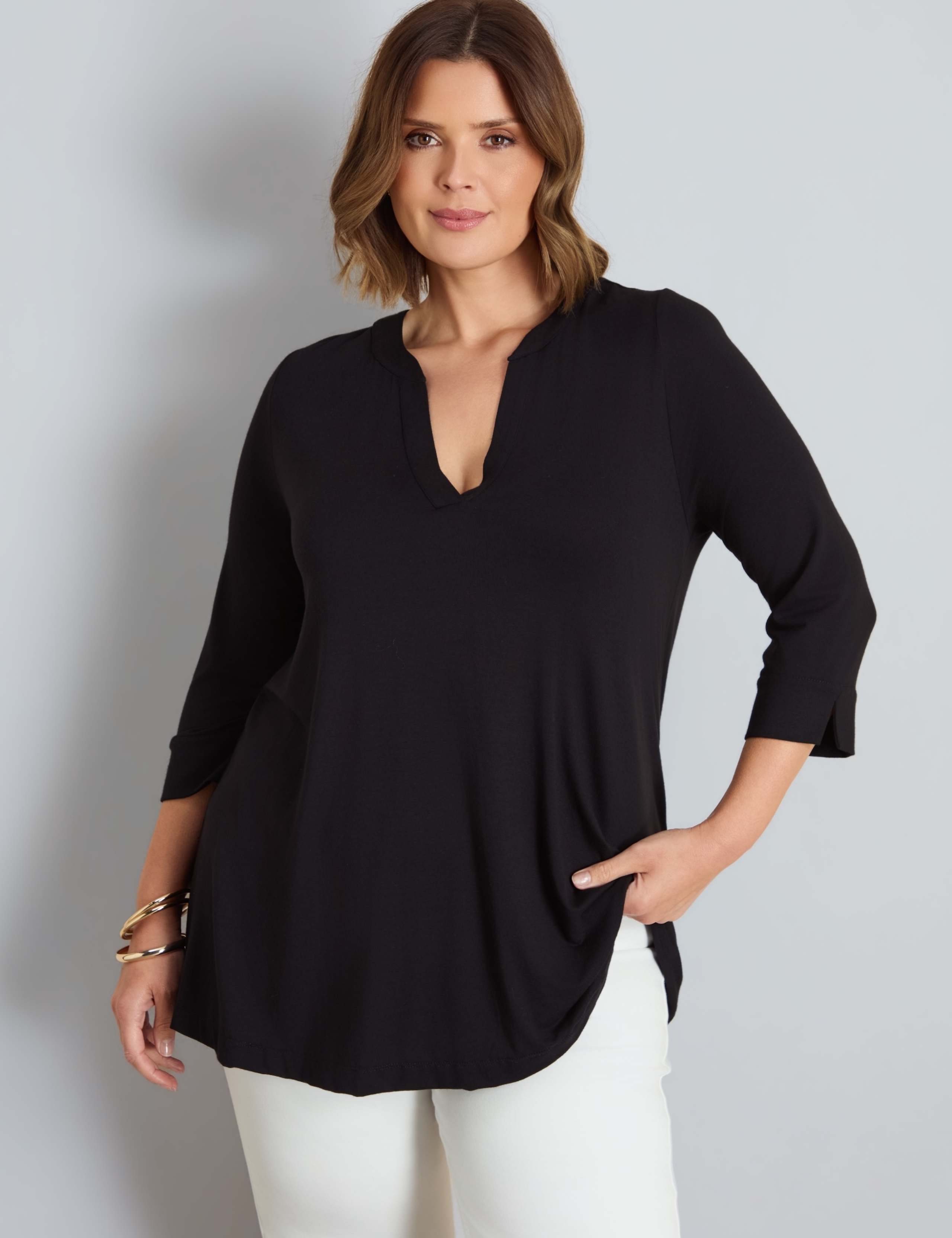 Jersey V-Neck Blouse 1 of 5