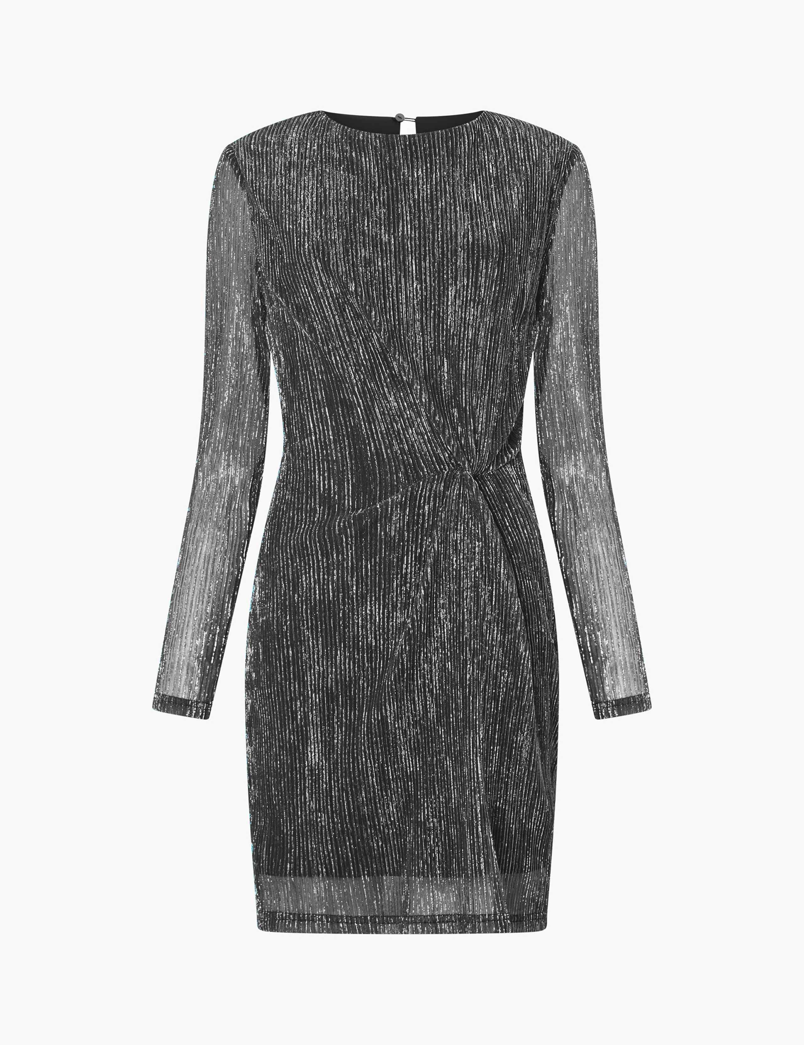Plisse Sparkly Round Neck Mini Bodycon Dress 2 of 3