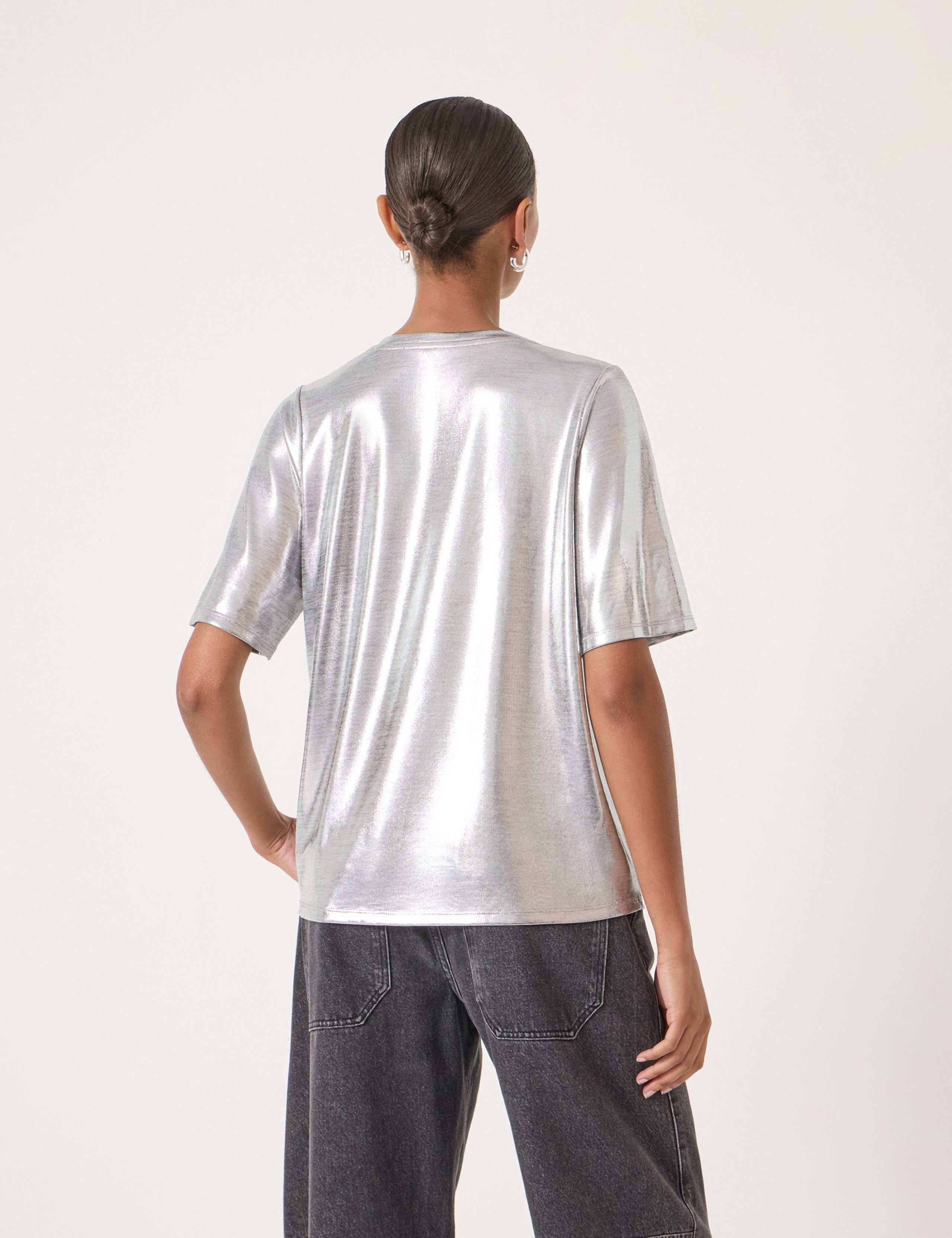 Metallic V-Neck T-Shirt 4 of 5