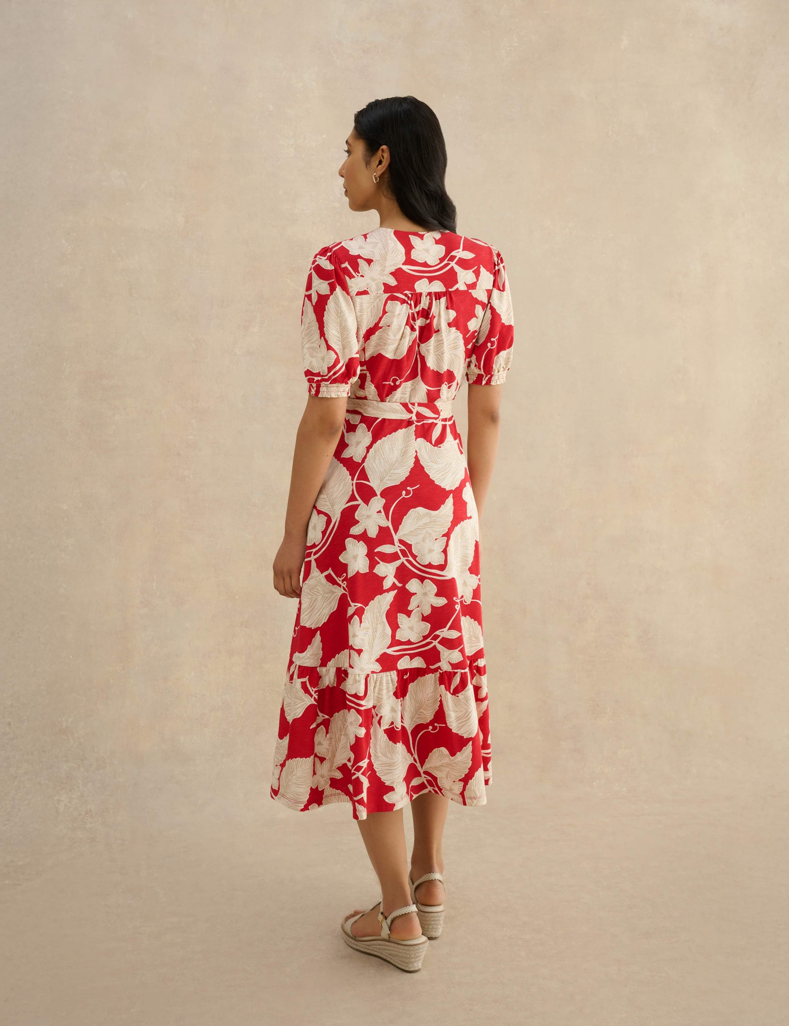 Cotton Modal Jersey Floral Midi Waisted Dress 4 of 6