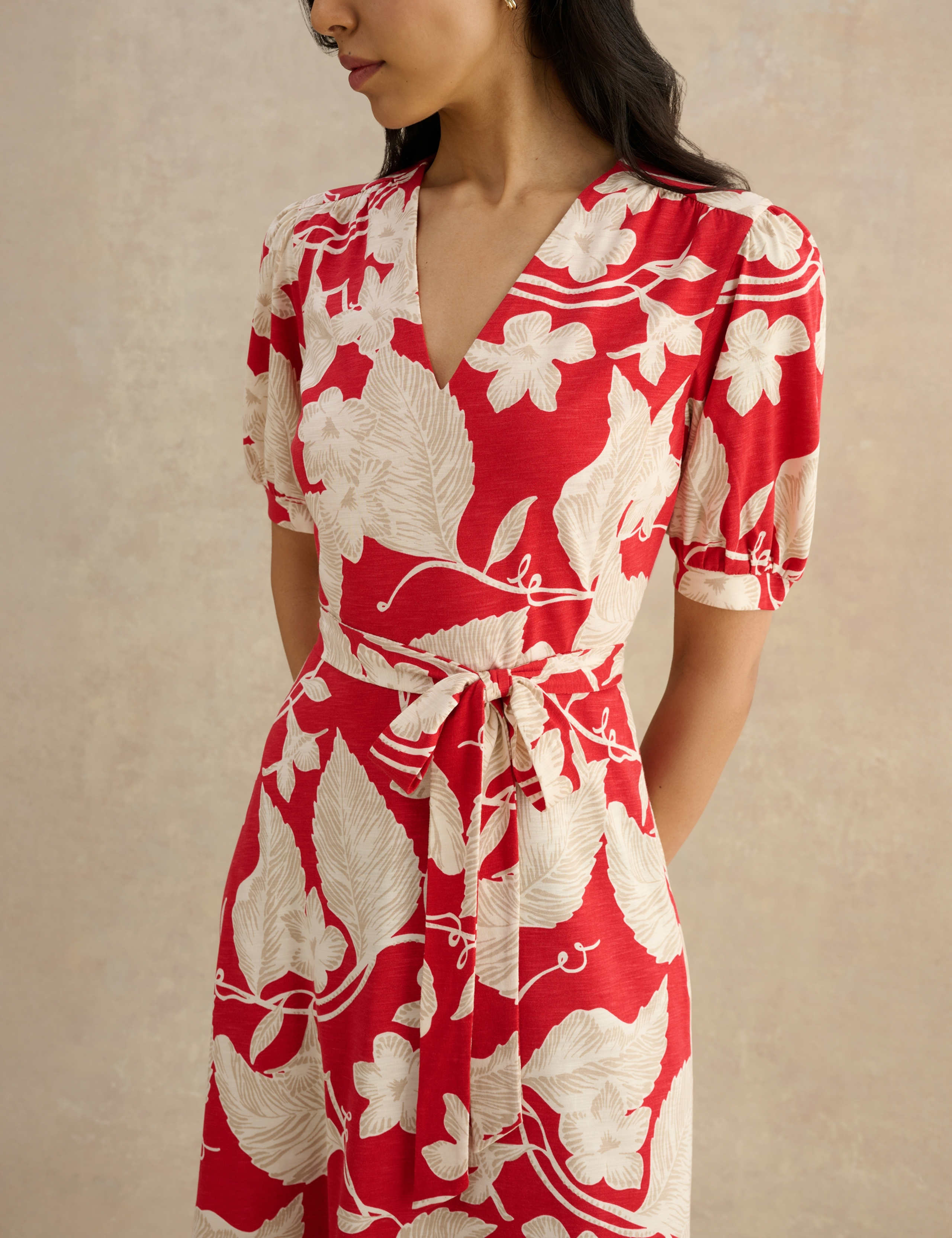Cotton Modal Jersey Floral Midi Waisted Dress 5 of 6