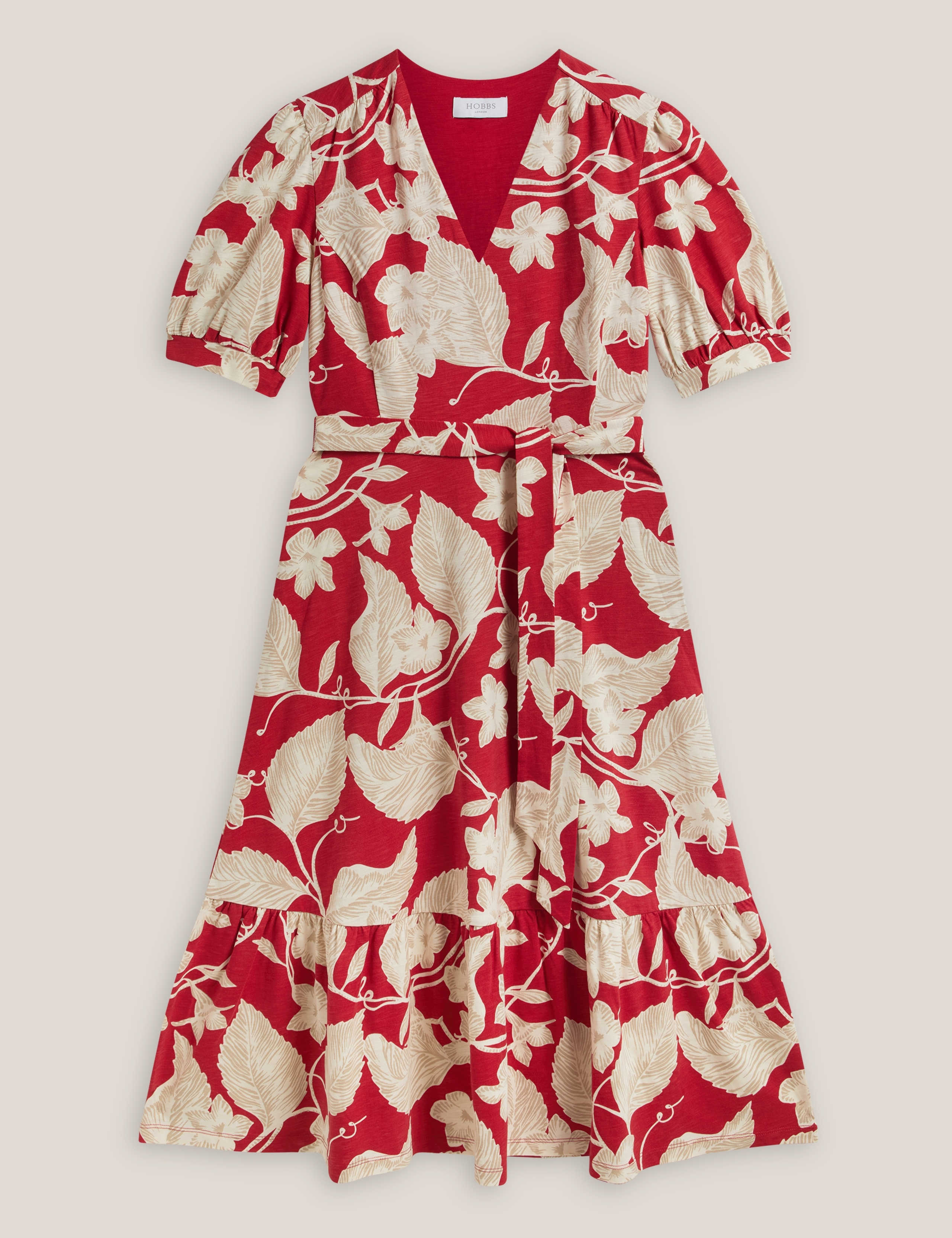Cotton Modal Jersey Floral Midi Waisted Dress 2 of 6