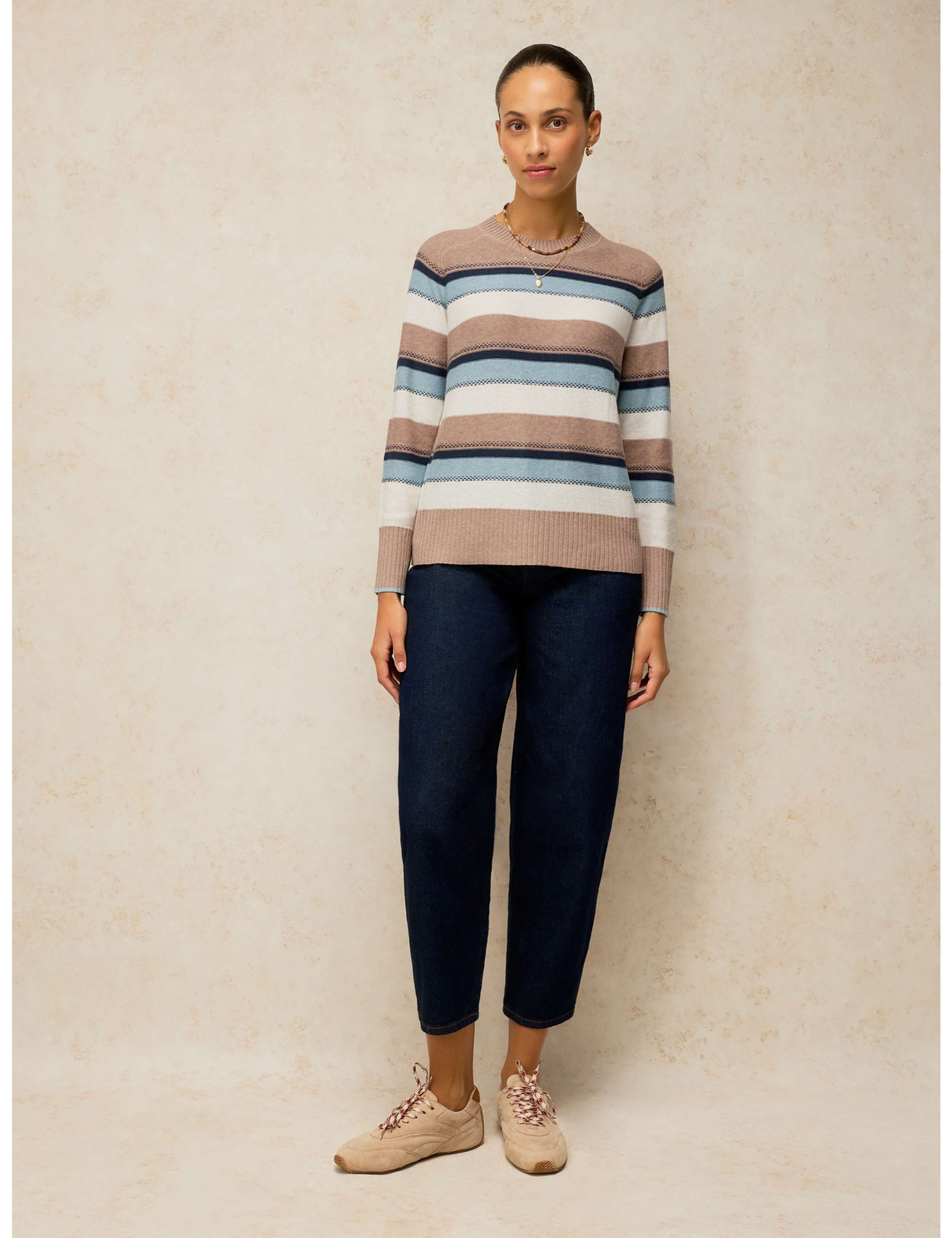 Sienna Cotton Rich Striped Stitch Detail Jumper 3 of 6