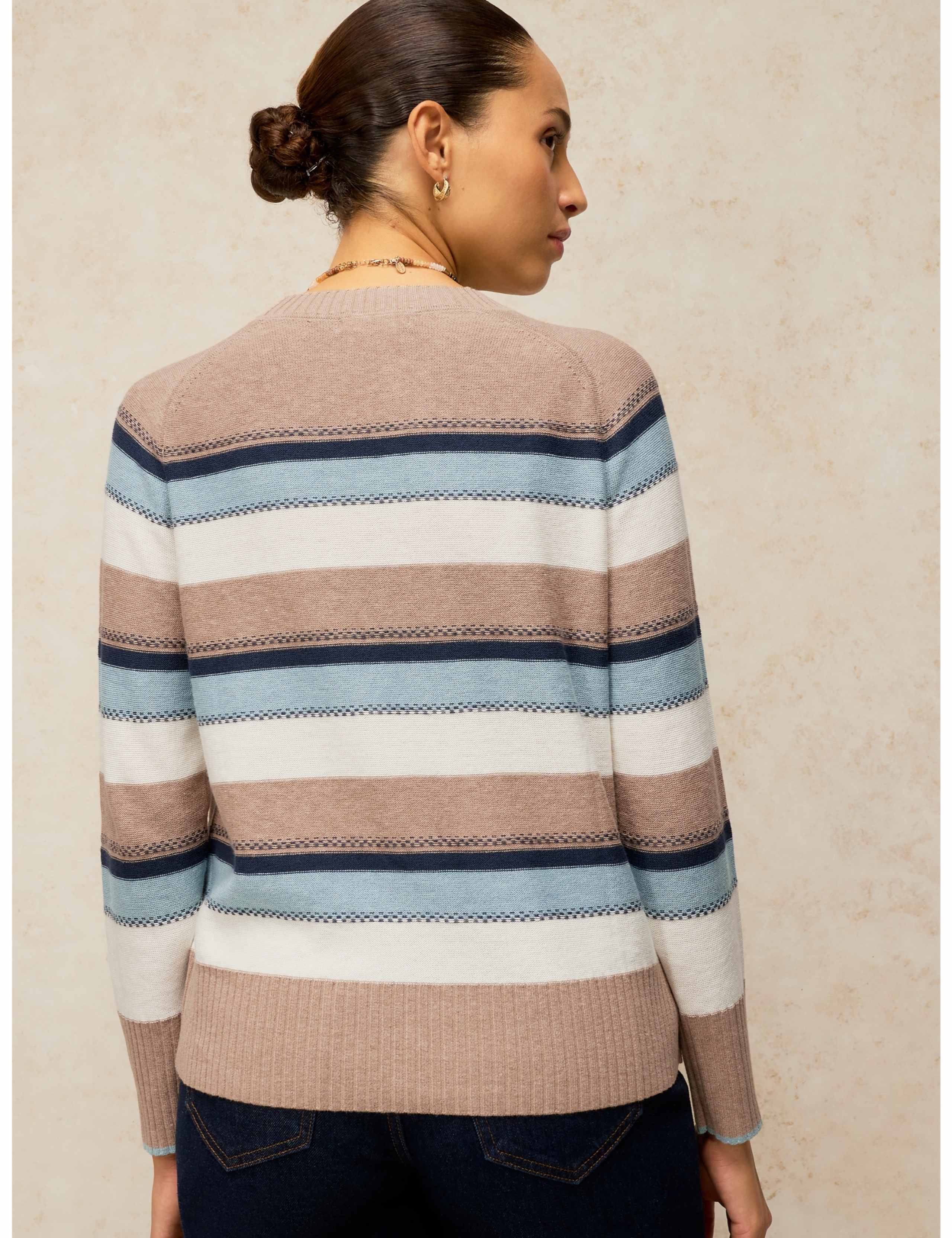 Sienna Cotton Rich Striped Stitch Detail Jumper 4 of 6