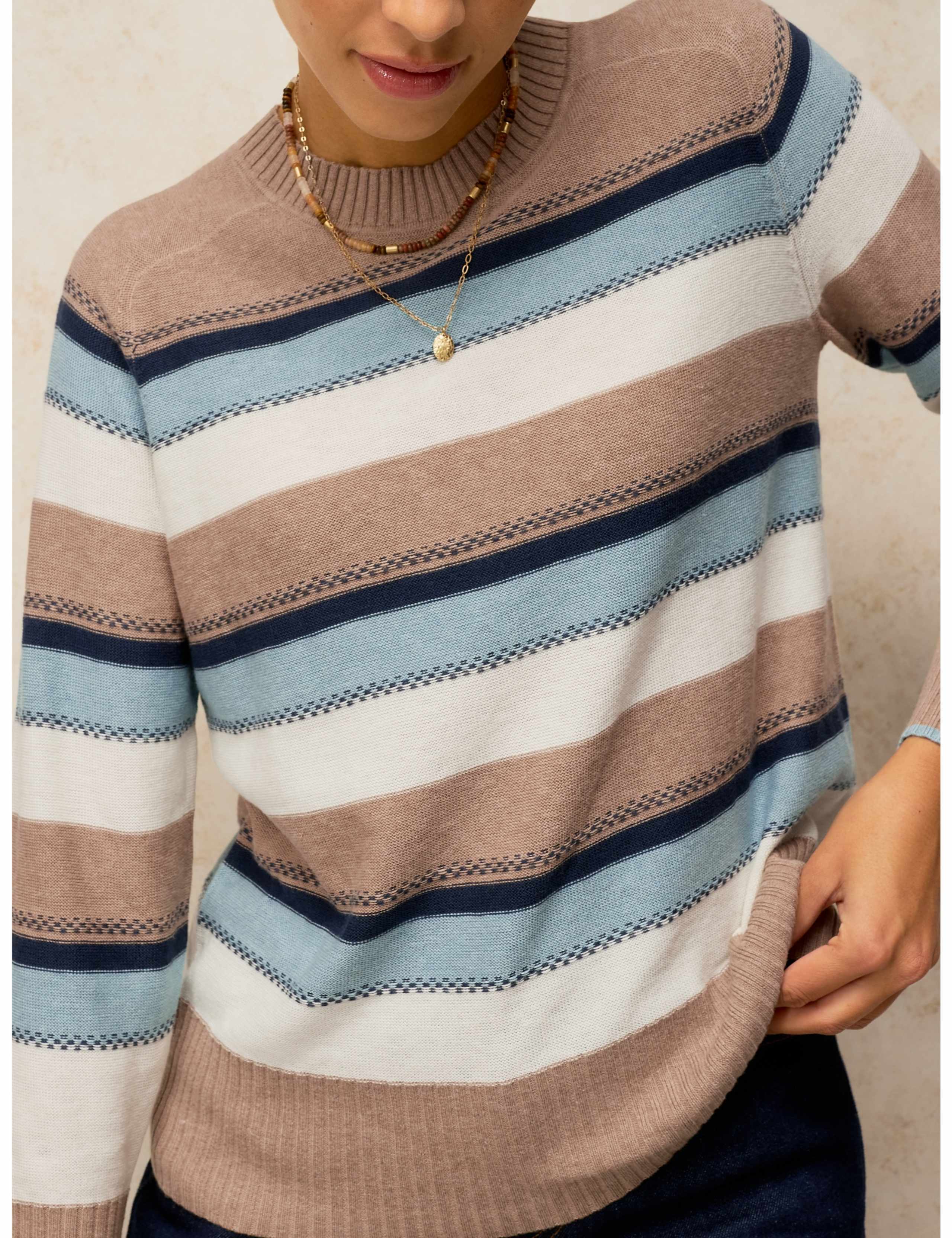 Sienna Cotton Rich Striped Stitch Detail Jumper 5 of 6