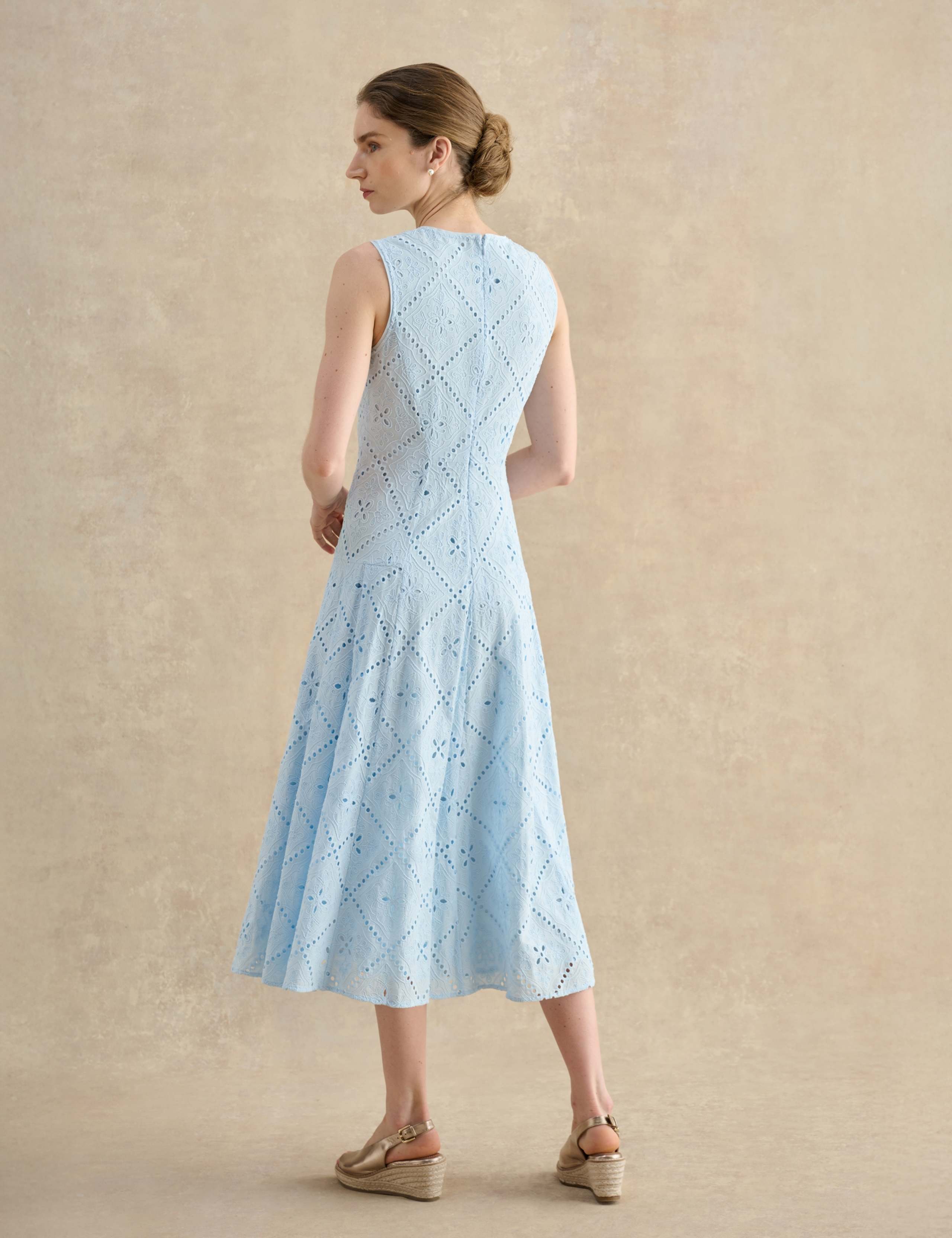Pure Cotton Broderie Midi Skater Dress 4 of 5