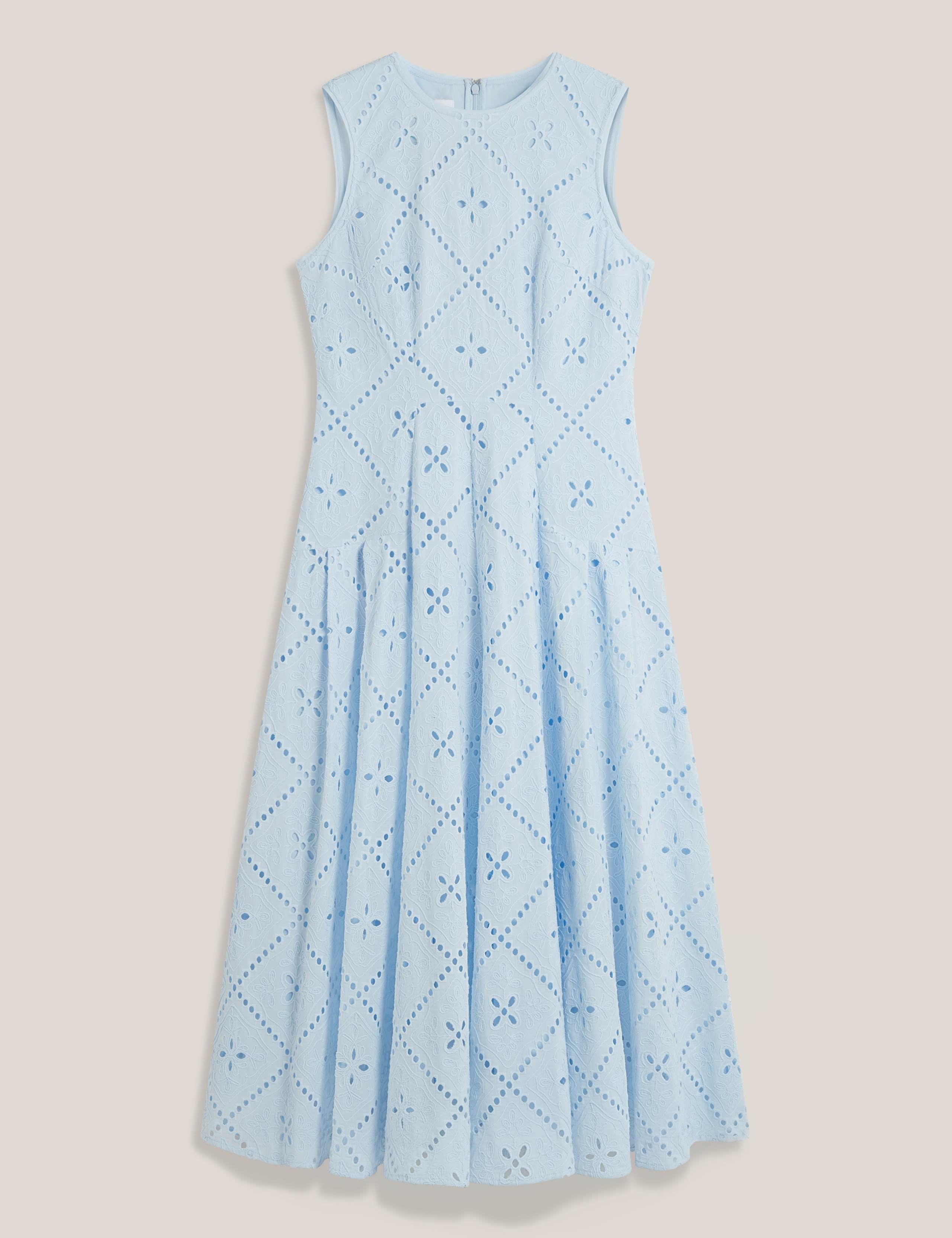 Pure Cotton Broderie Midi Skater Dress 2 of 5