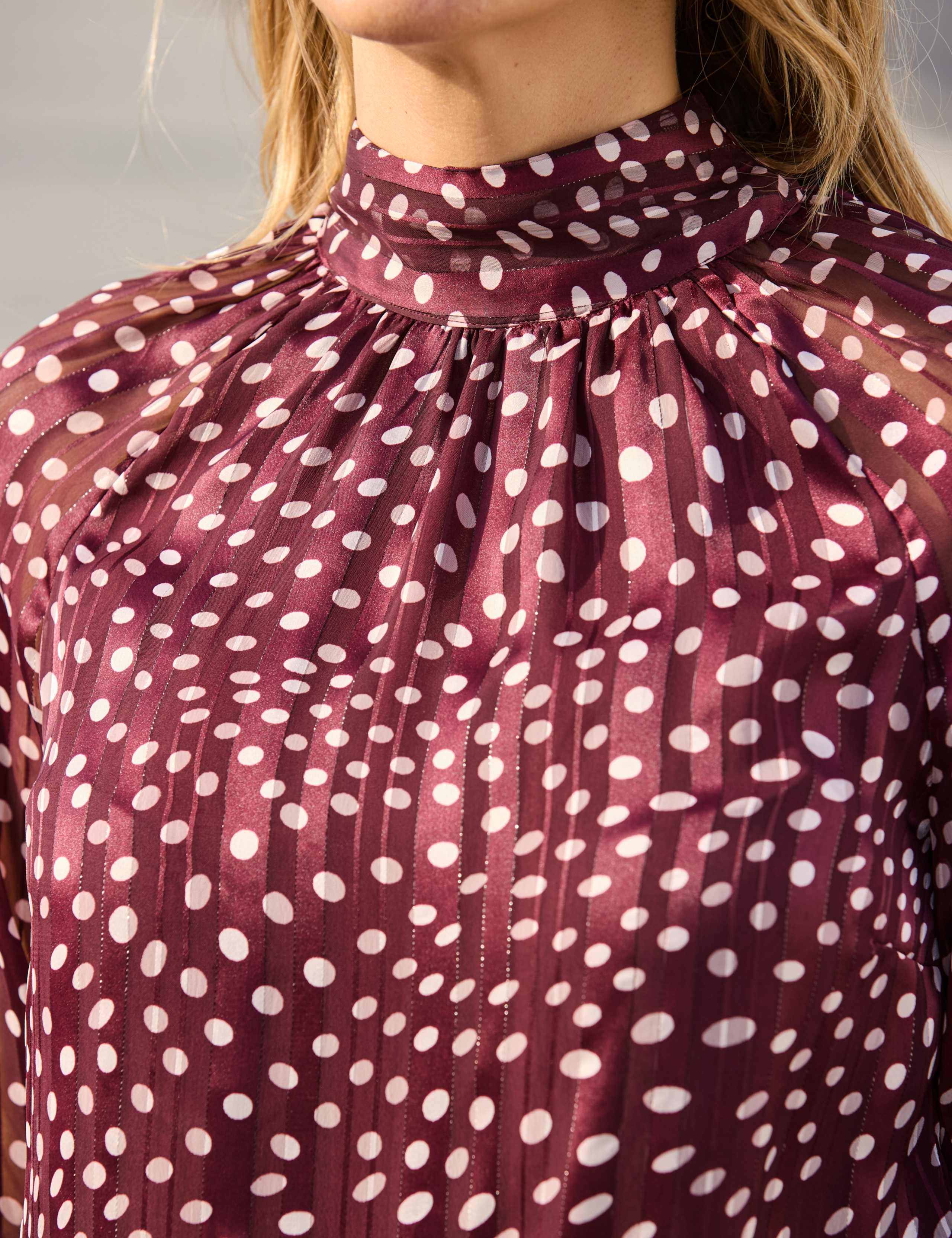 Satin Polka Dot Tie Neck Relaxed Blouse 8 of 8