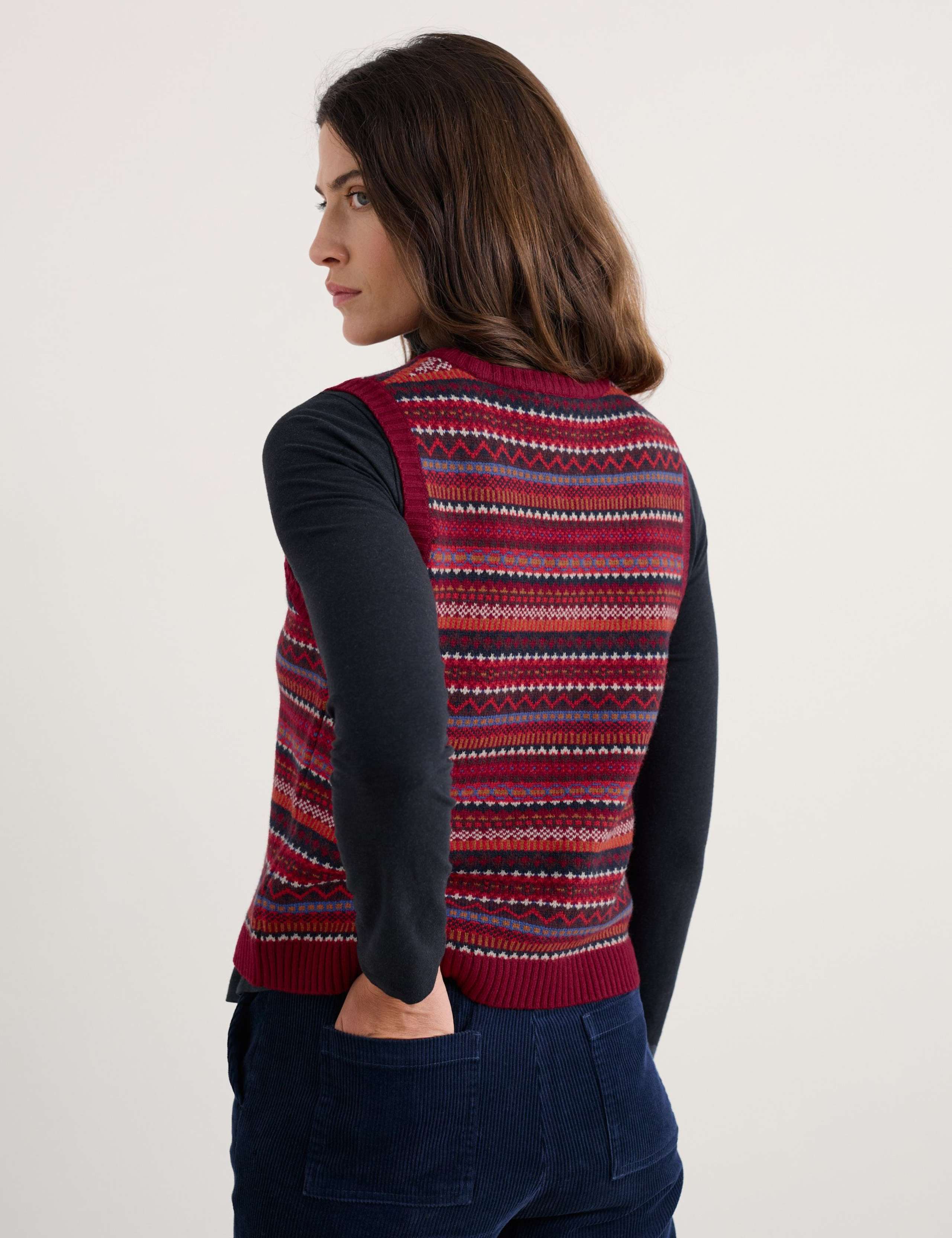 Merino Wool Rich Fair Isle Knitted Vest 4 of 5