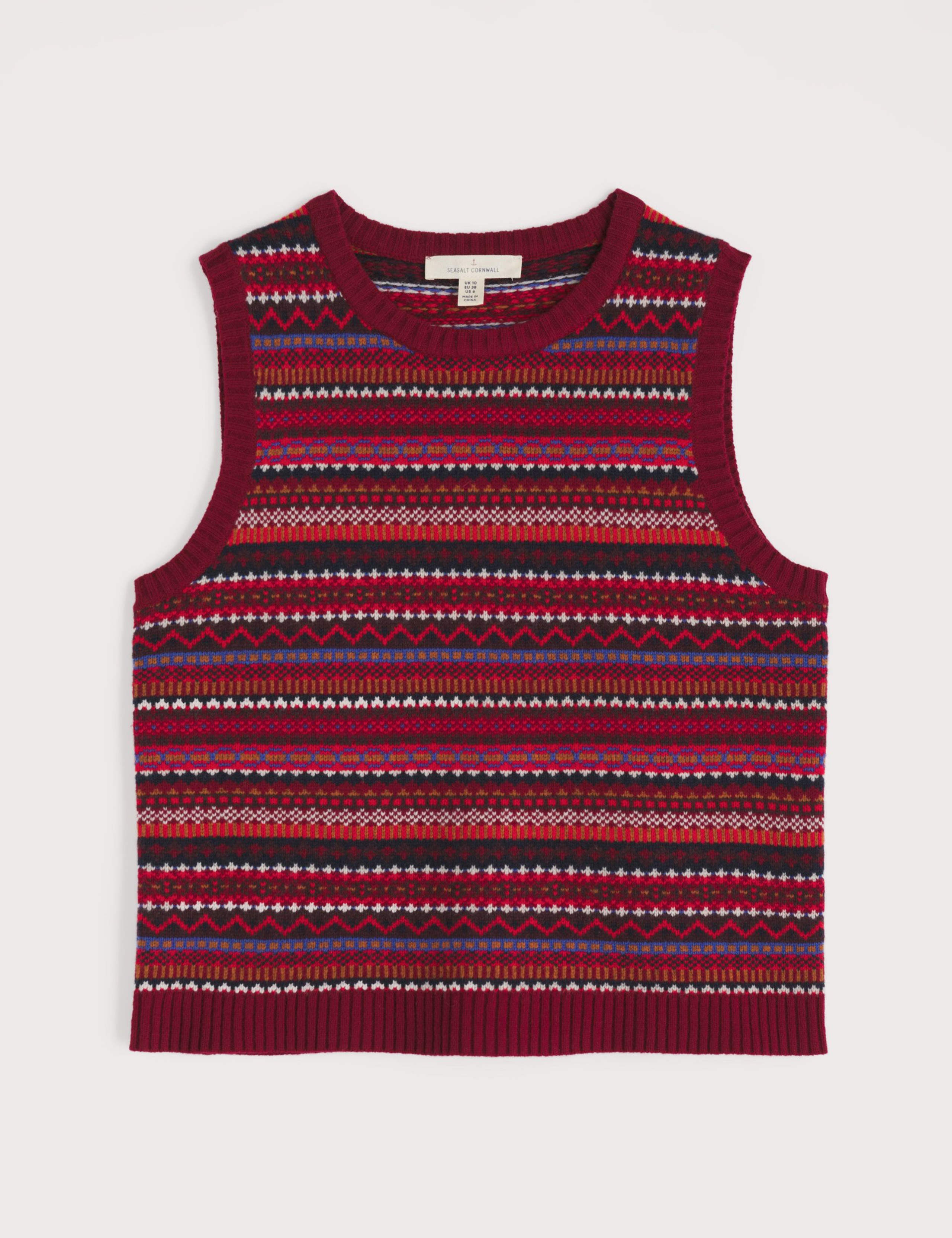 Merino Wool Rich Fair Isle Knitted Vest 2 of 5