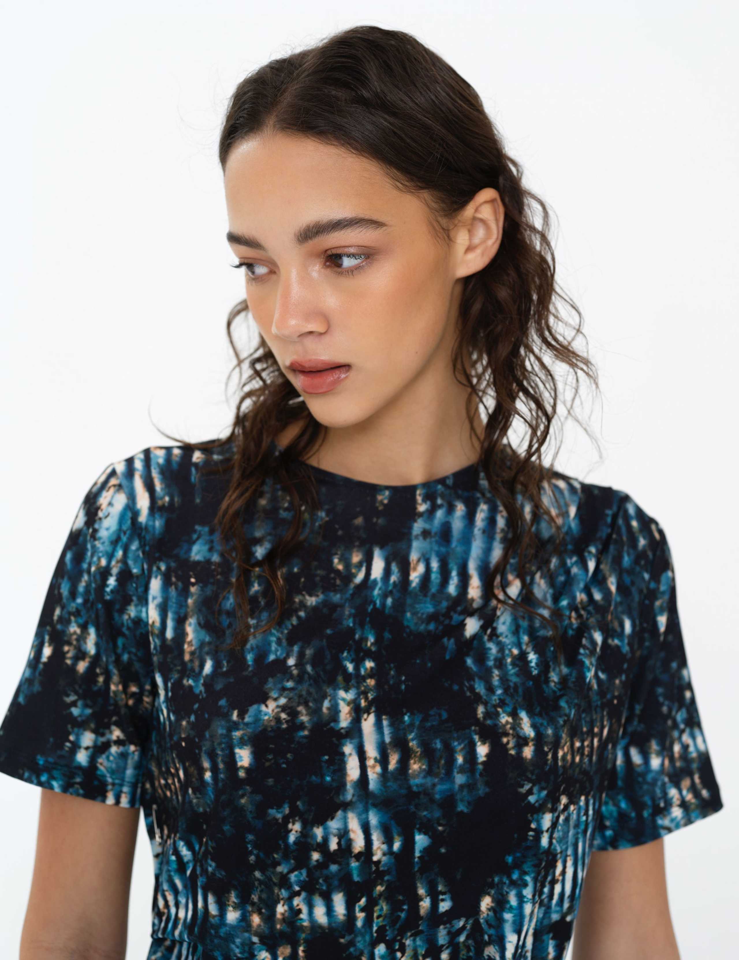 Printed Draped Crew Neck Top 5 of 5