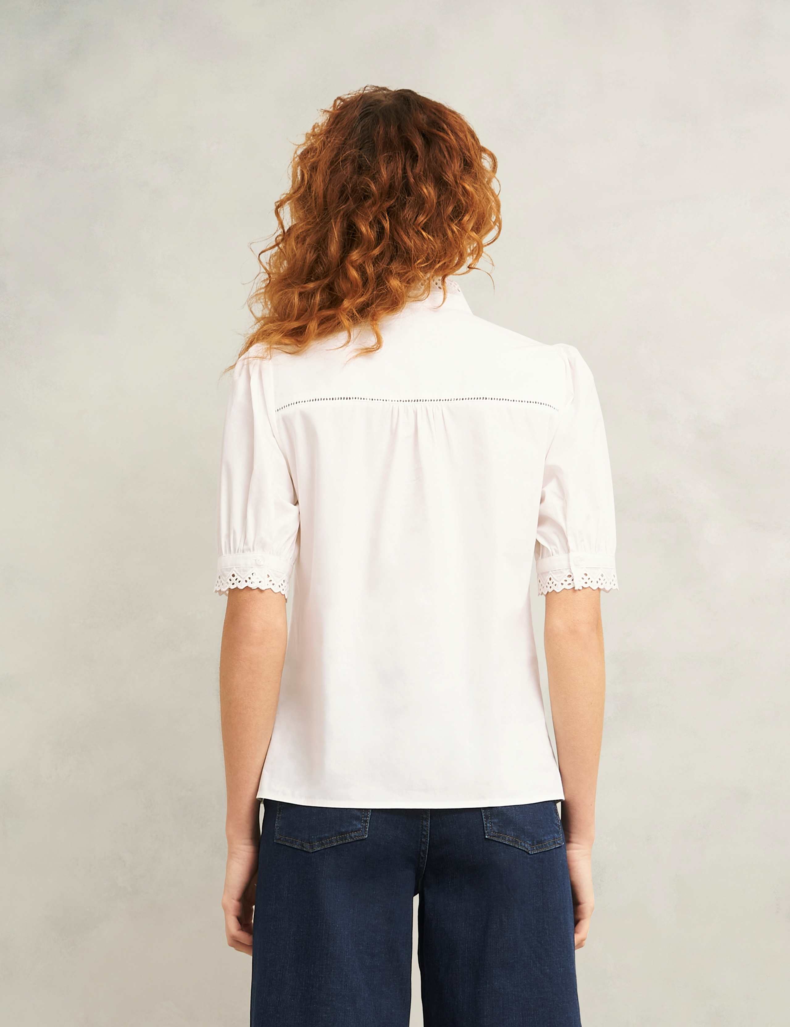 Pure Cotton Broderie Notch Neck Blouse 4 of 5