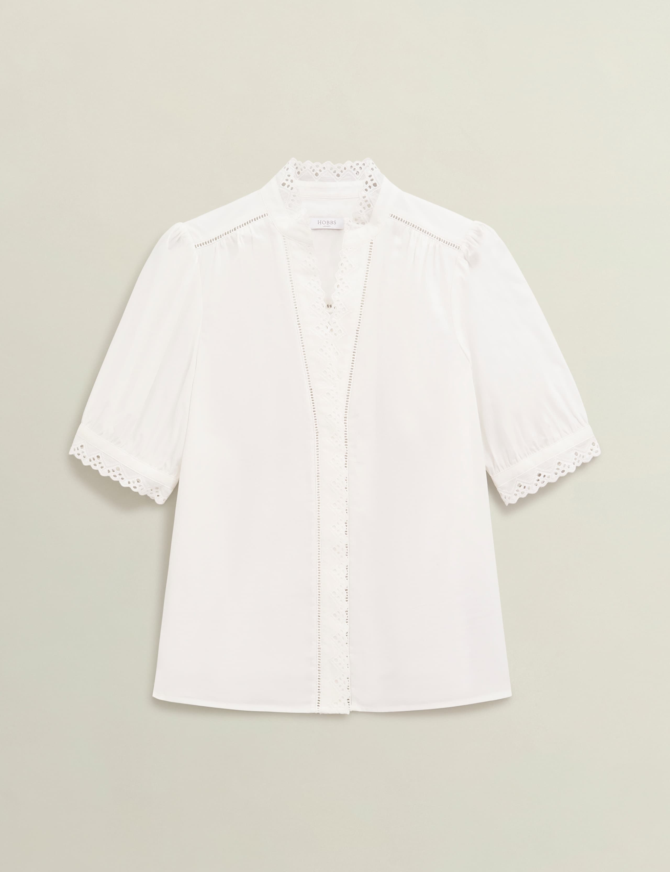 Pure Cotton Broderie Notch Neck Blouse 2 of 5
