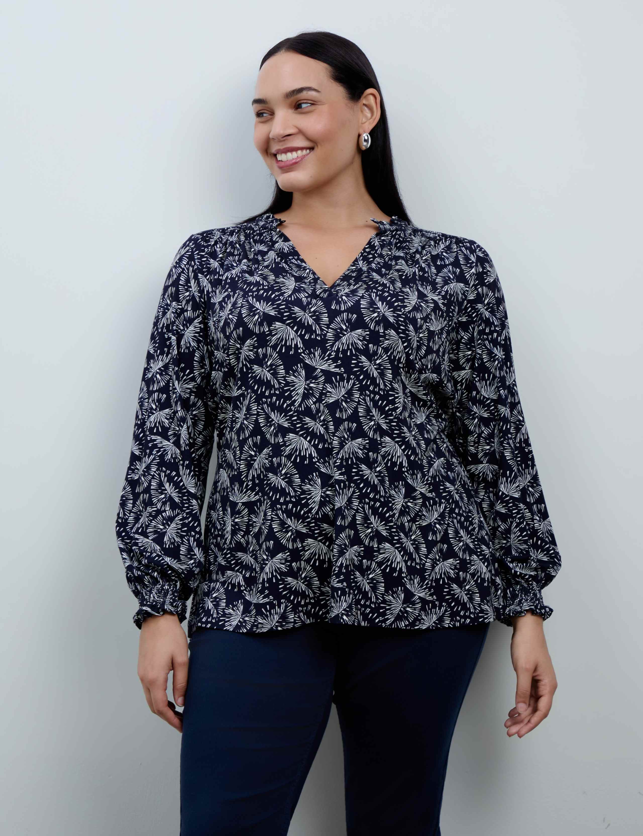 Printed Notch Neck Blouse 2 of 4