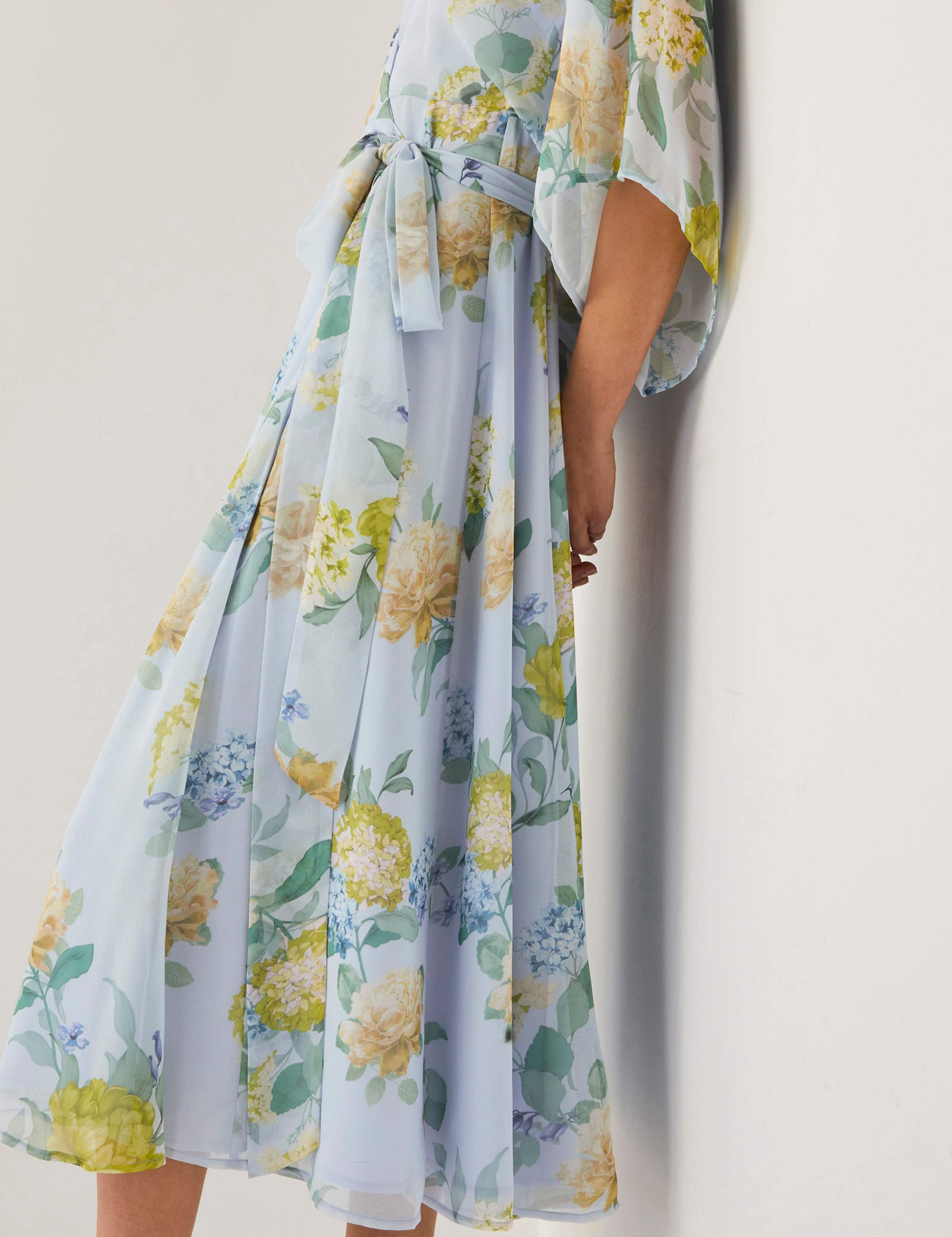 Floral V-Neck Midi Wrap Dress 2 of 4