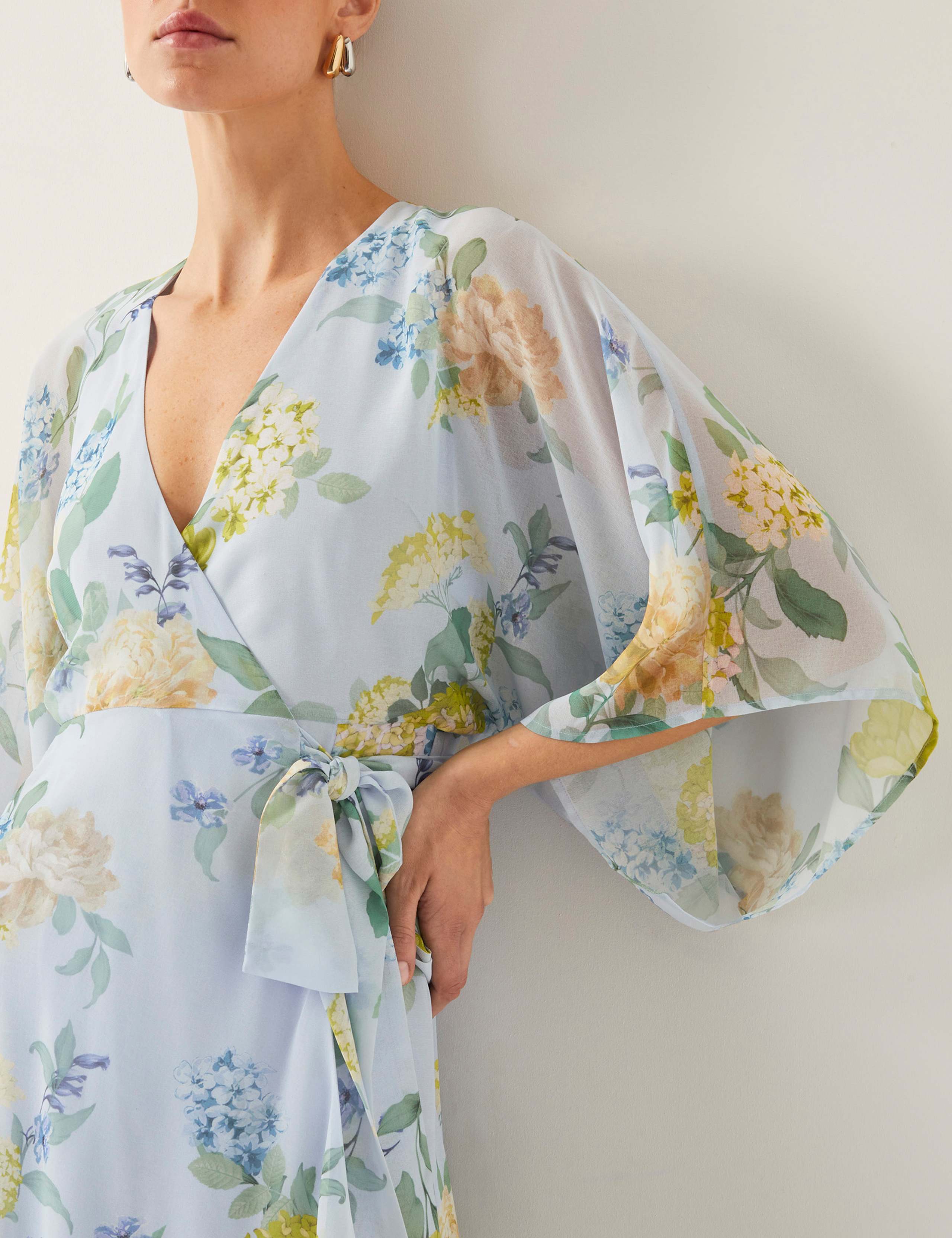 Floral V-Neck Midi Wrap Dress 3 of 4