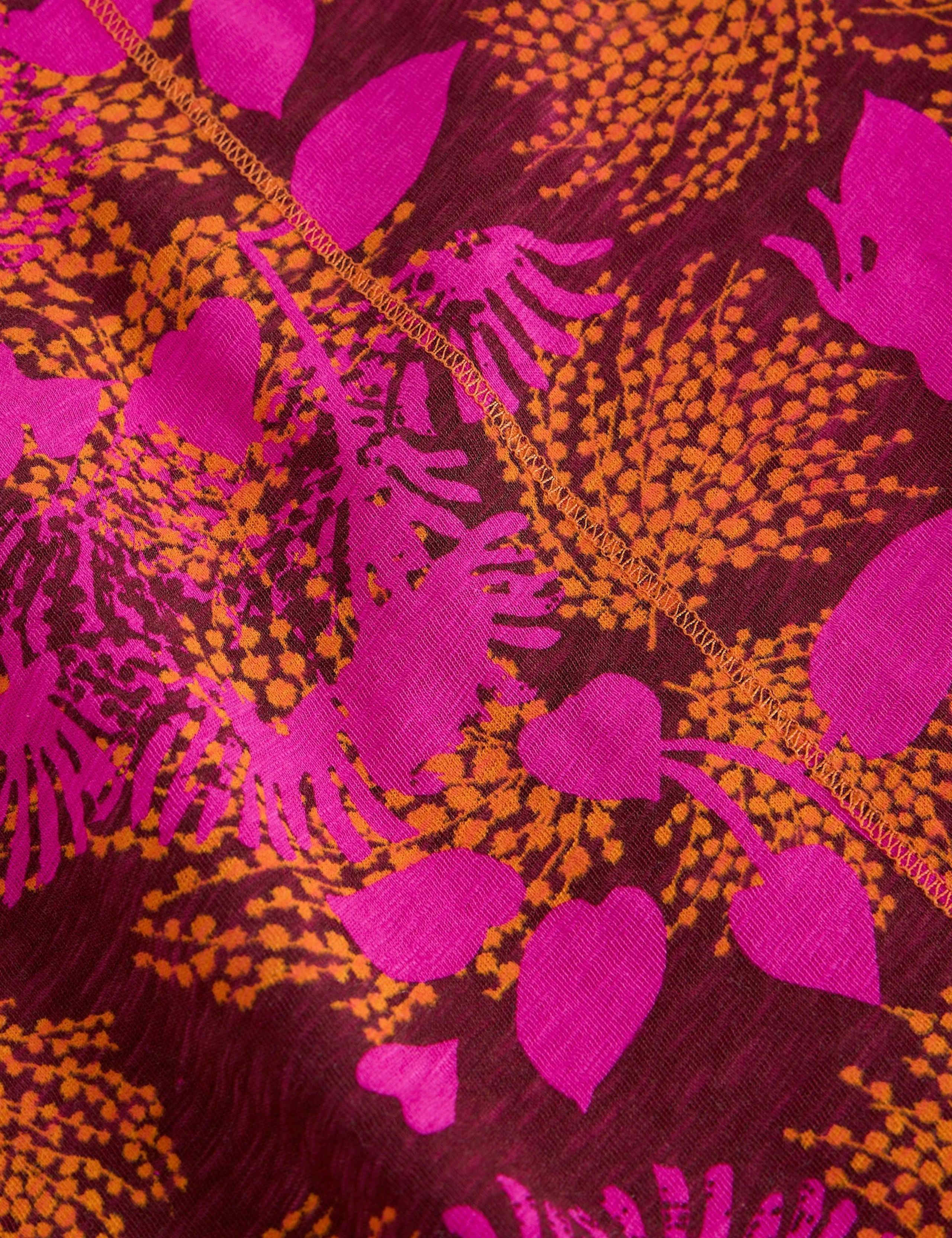 Pure Cotton Leaf Print V-Neck Top 5 of 6