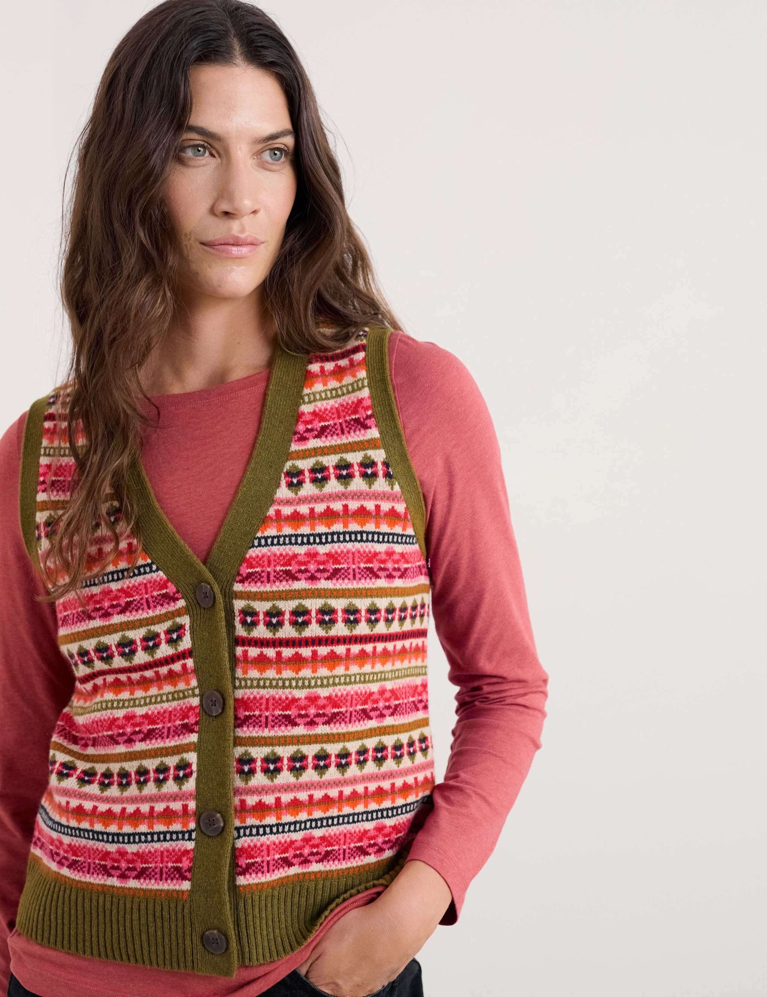 Merino Wool Rich Knitted Waistcoat 4 of 5