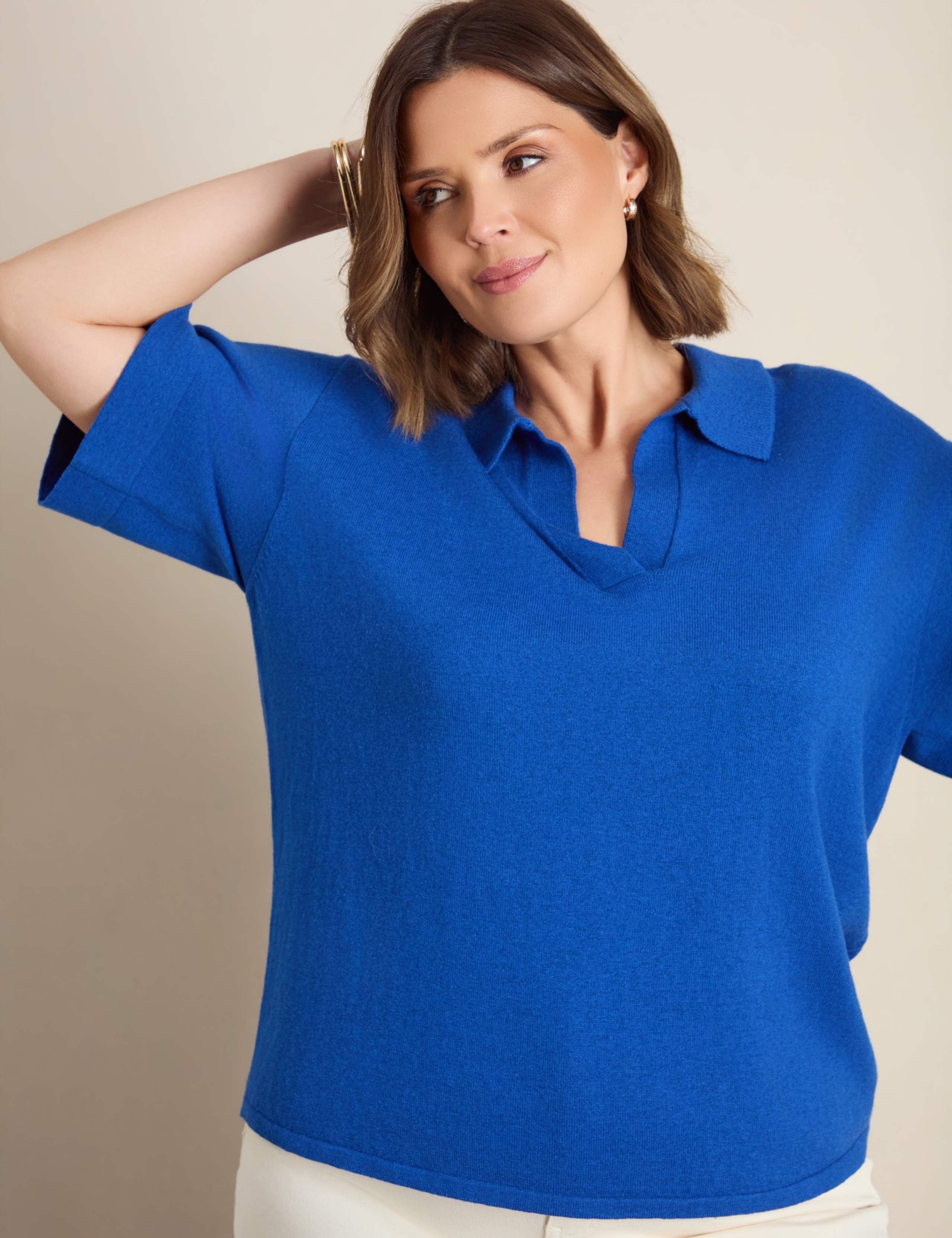 Cotton Rich Polo Neck Jumper with Wool 3 of 5