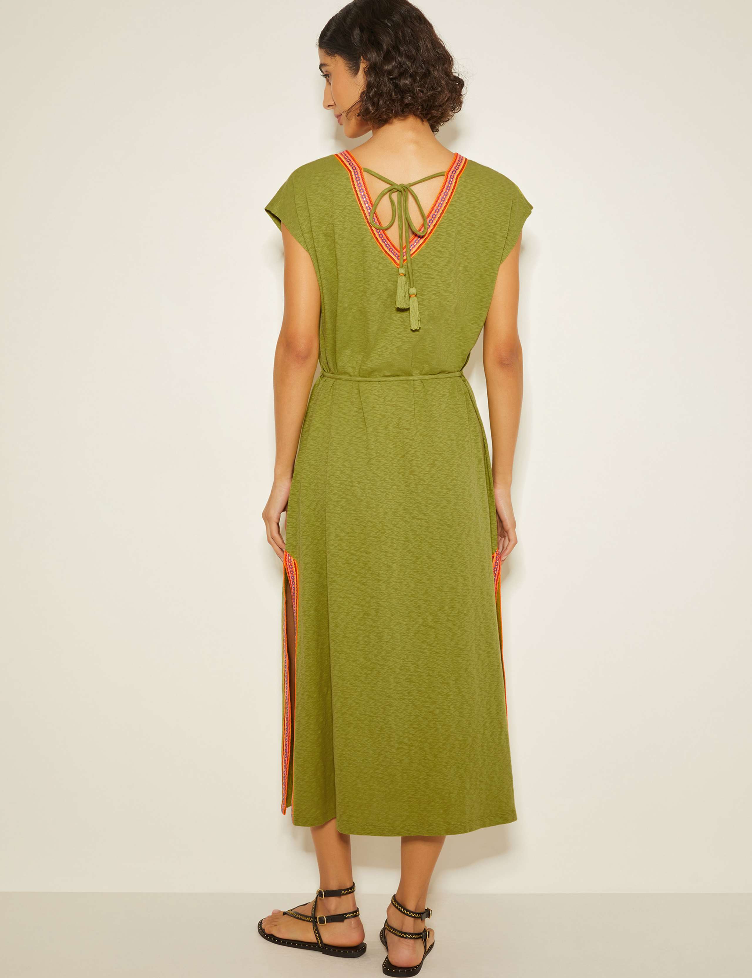 Pure Cotton Embroidered V-Neck Kaftan Dress 3 of 5