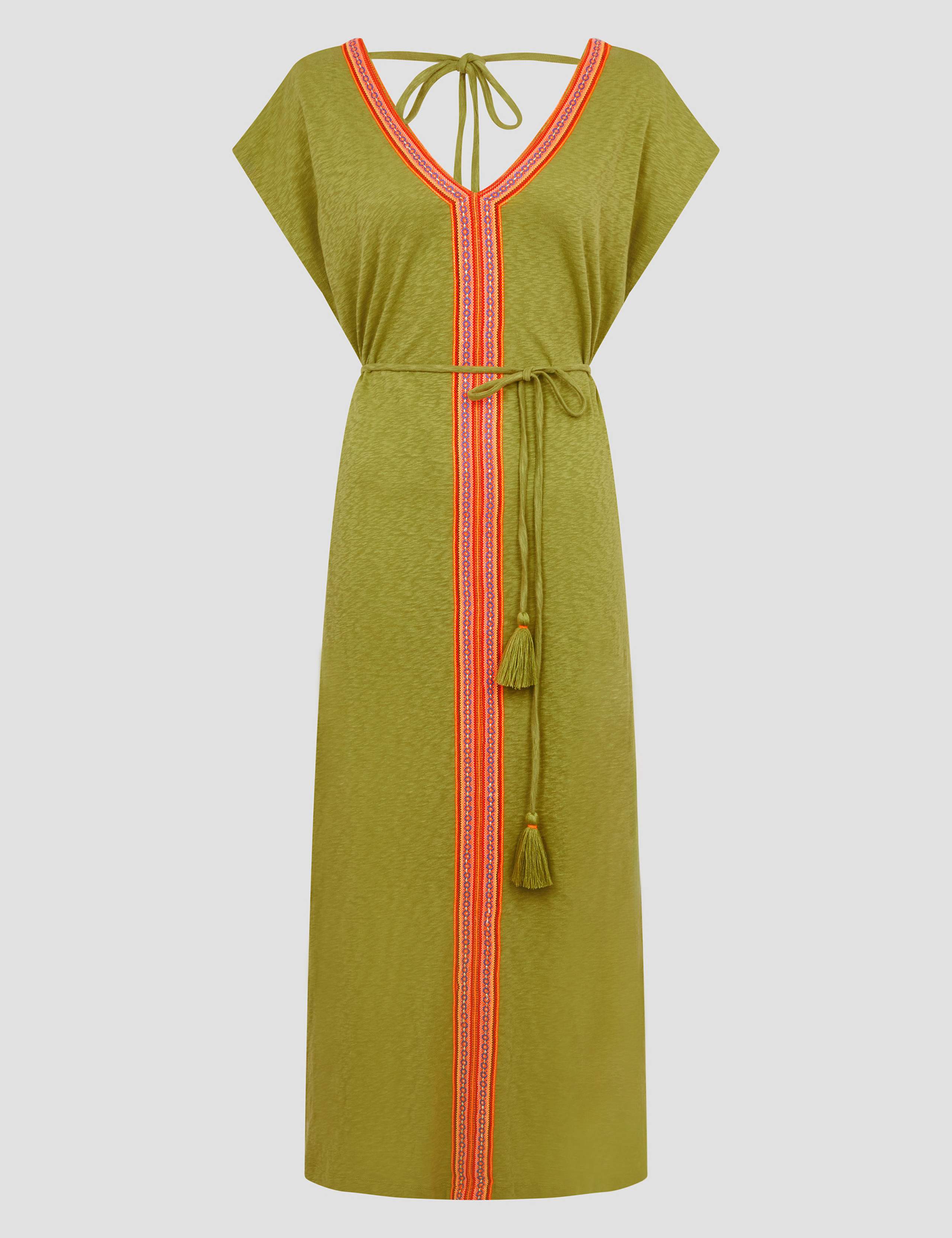 Pure Cotton Embroidered V-Neck Kaftan Dress 2 of 5