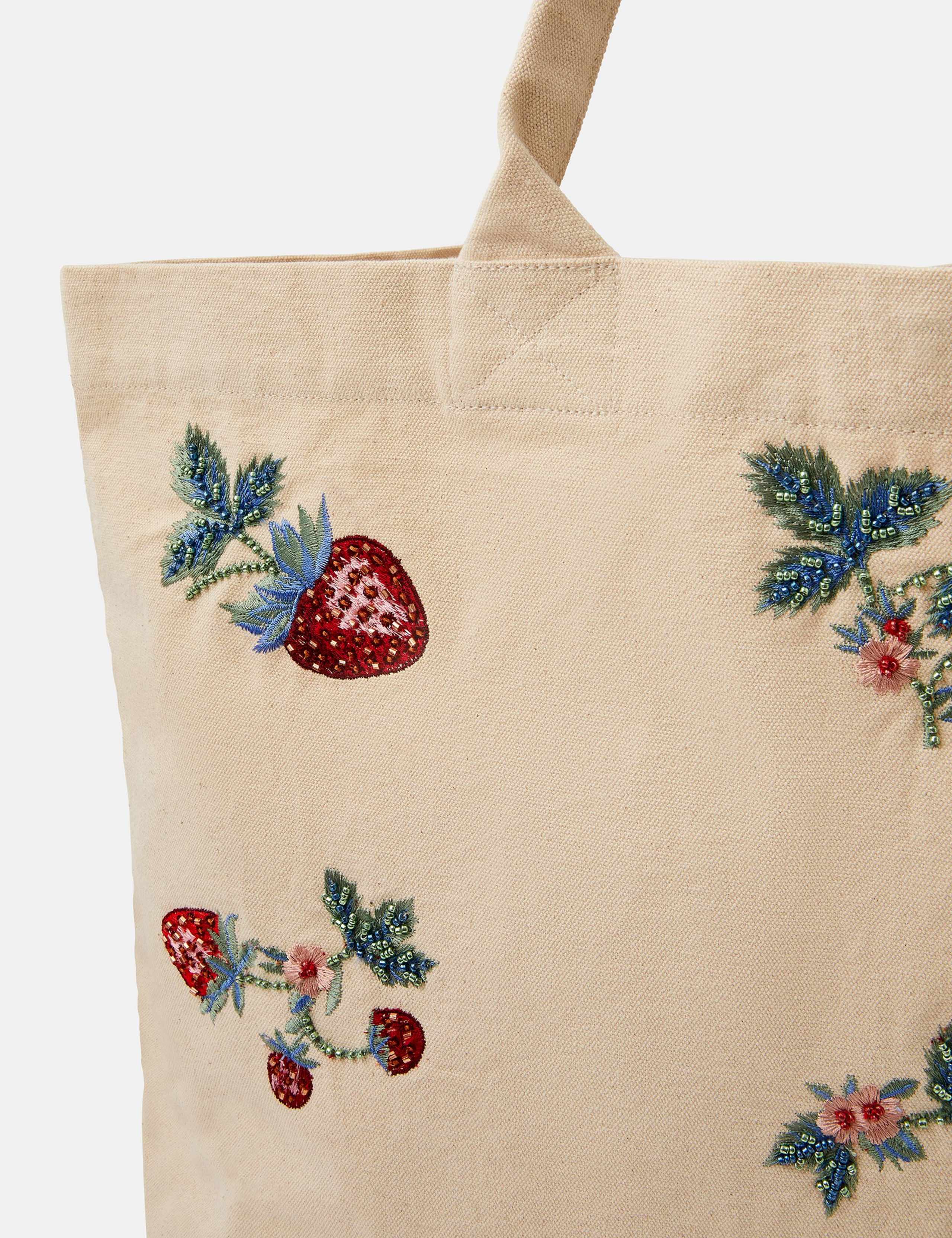 Pure Cotton Embellished Strawberry Shopper 3 of 4