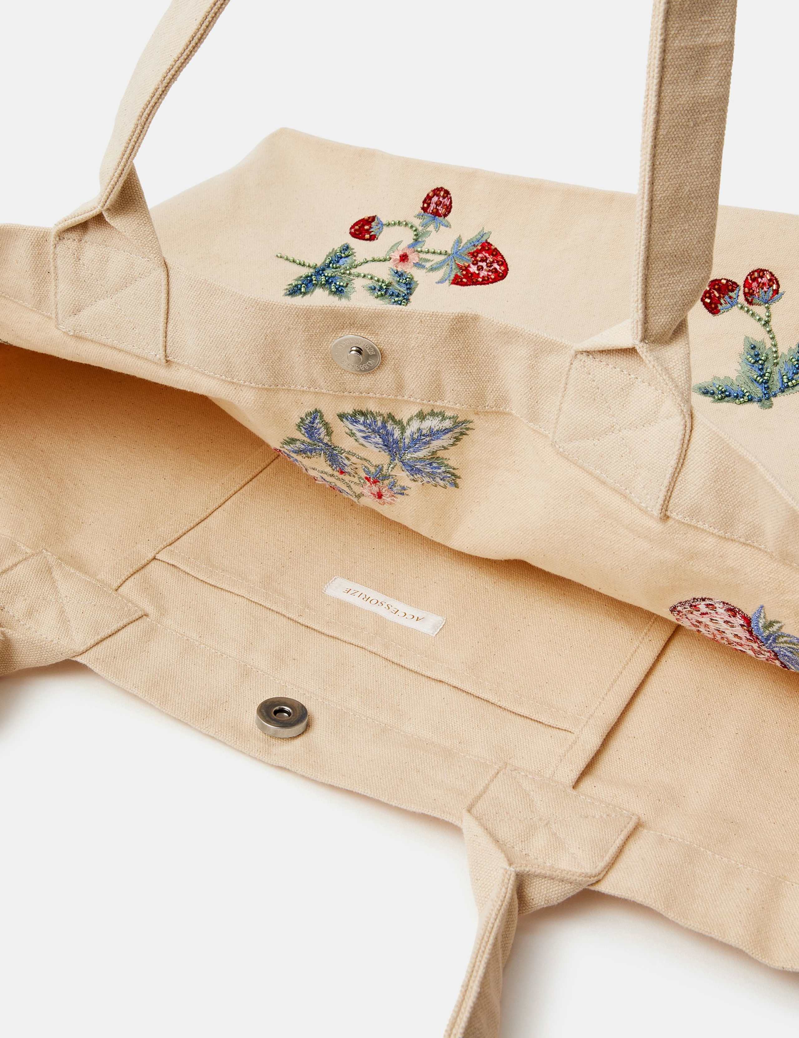 Pure Cotton Embellished Strawberry Shopper 4 of 4