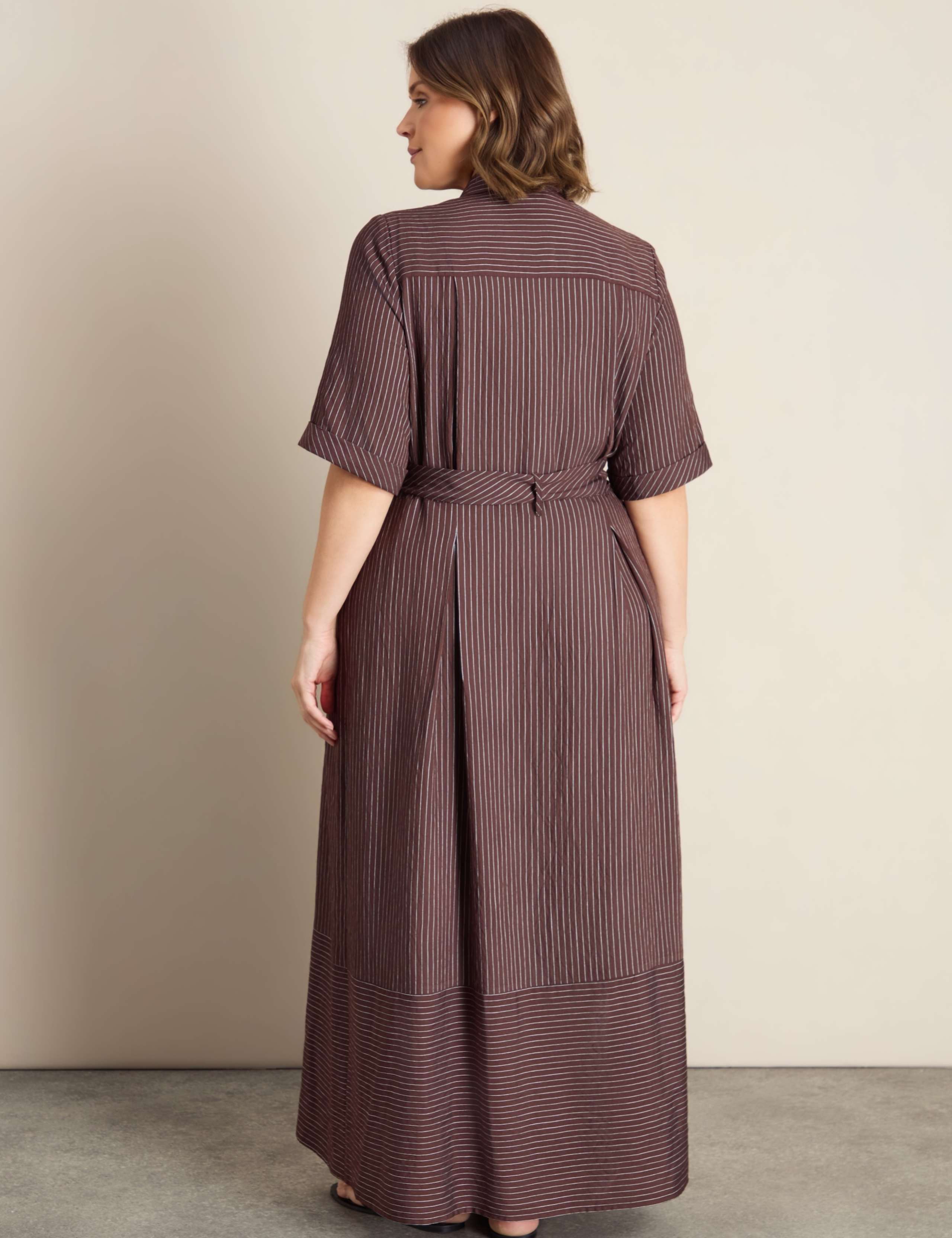 Striped Tie Waist Maxi Shirt Dress 4 of 7