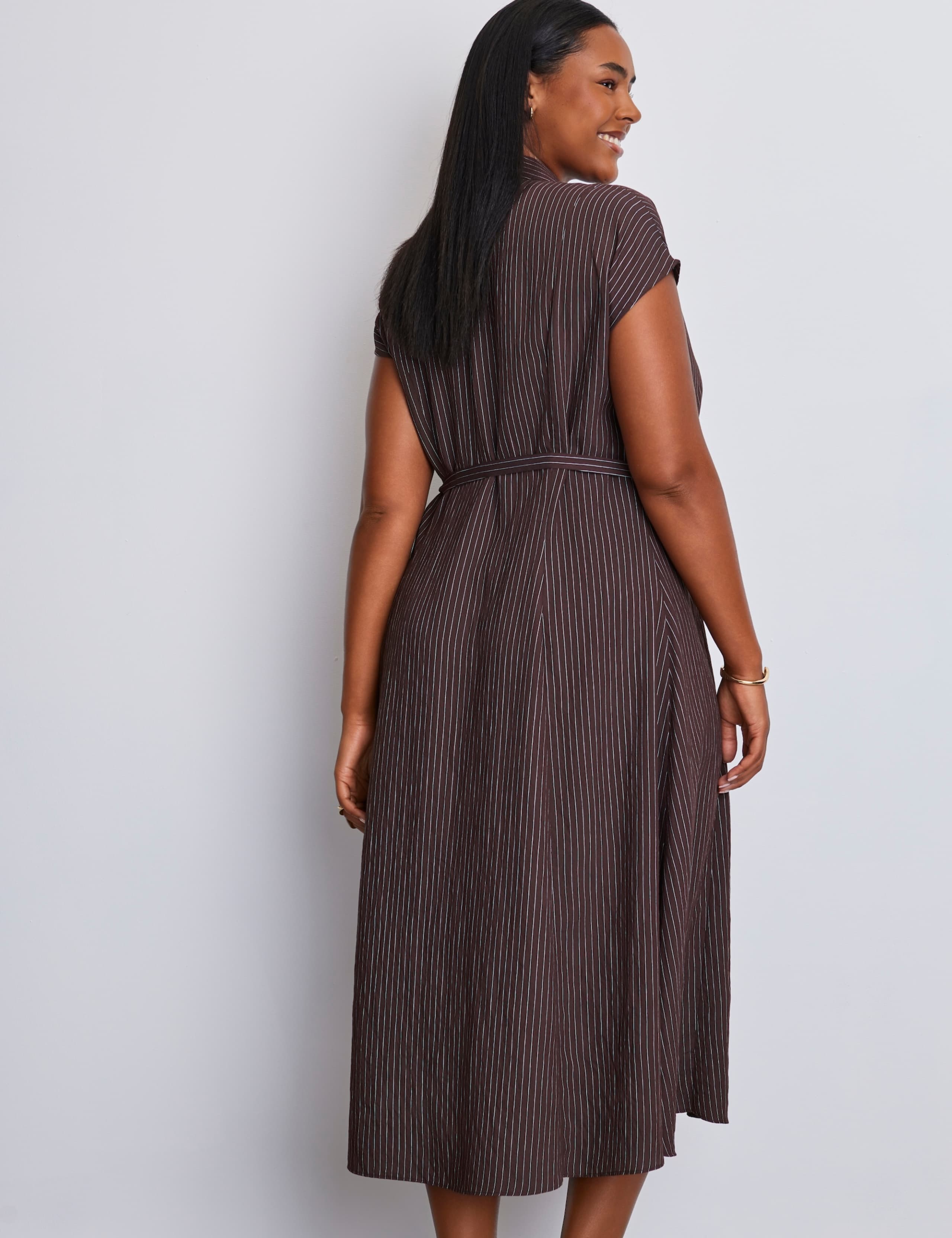 Striped Tie Waist Midaxi Shirt Dress 4 of 4